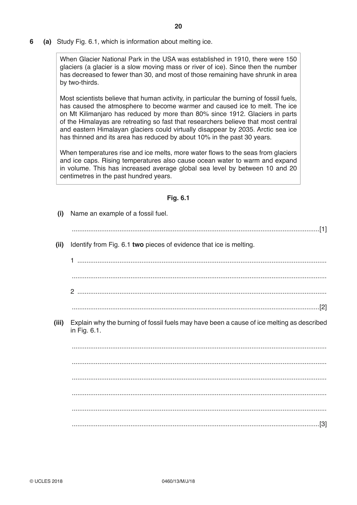 Cambridge IGCSE Geography 0460 2018 May/June Paper 1 · Variant 3 question paper, page 20 of 28