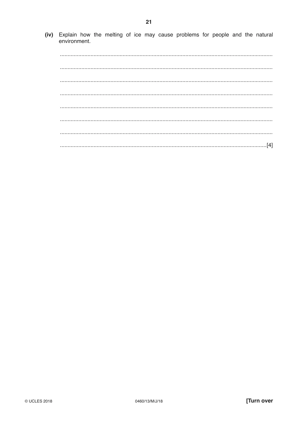 Cambridge IGCSE Geography 0460 2018 May/June Paper 1 · Variant 3 question paper, page 21 of 28