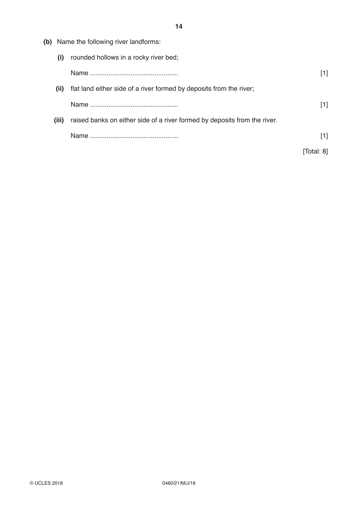 Cambridge IGCSE Geography 0460 2018 May/June Paper 2 · Variant 1 question paper, page 14 of 24