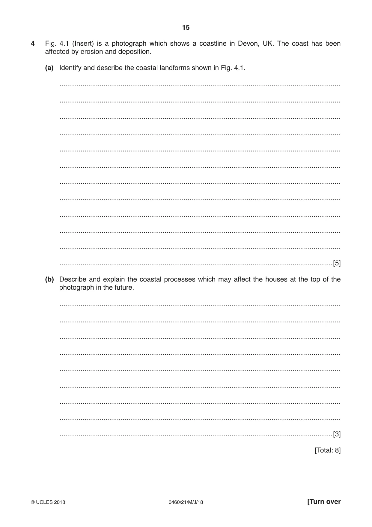 Cambridge IGCSE Geography 0460 2018 May/June Paper 2 · Variant 1 question paper, page 15 of 24