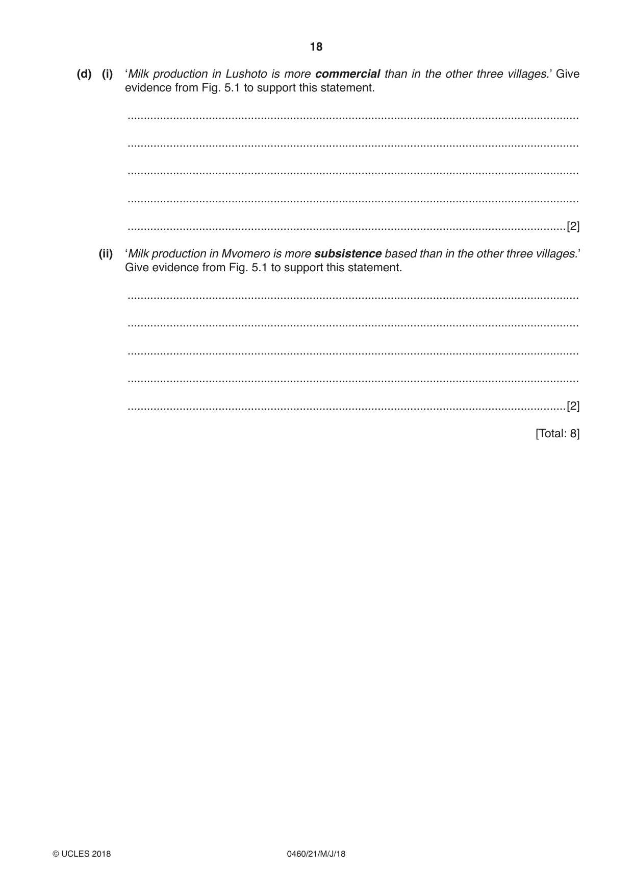 Cambridge IGCSE Geography 0460 2018 May/June Paper 2 · Variant 1 question paper, page 18 of 24