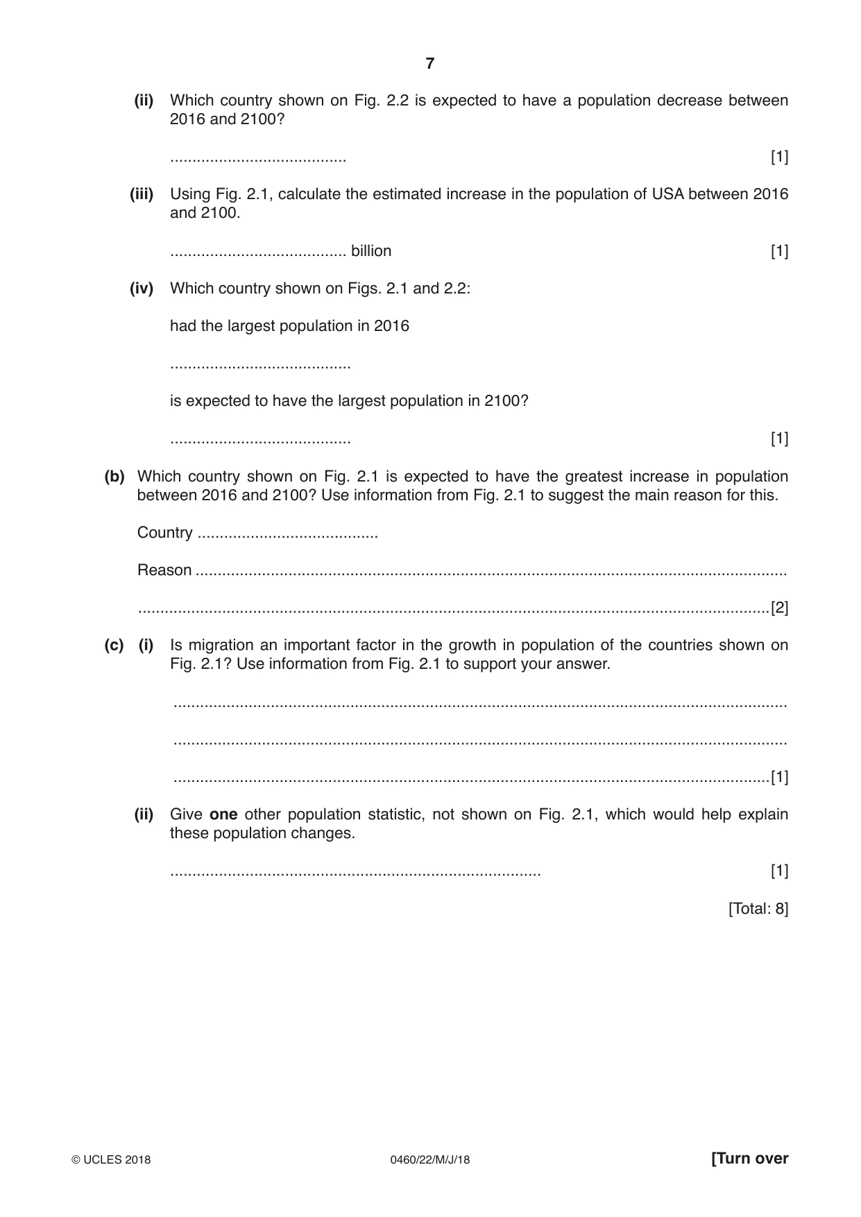 Cambridge IGCSE Geography 0460 2018 May/June Paper 2 · Variant 2 question paper, page 7 of 20
