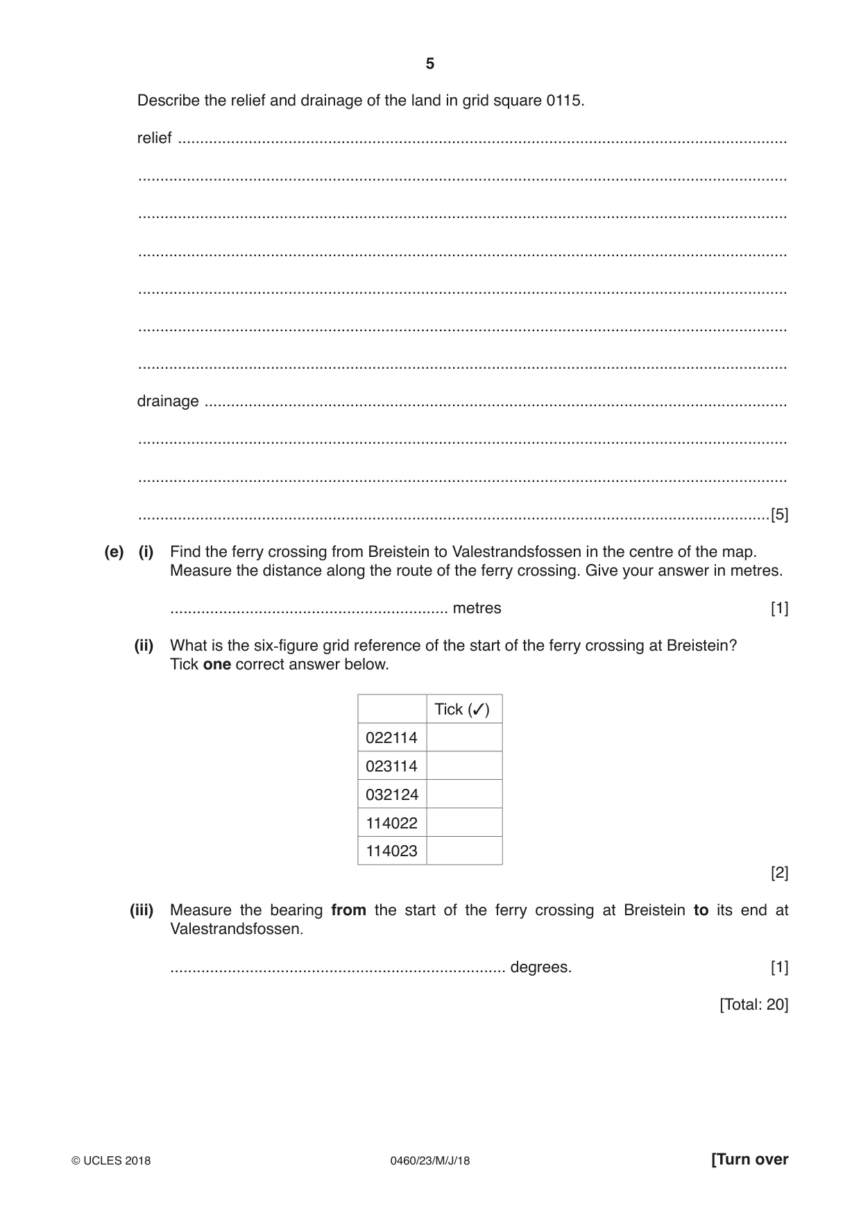 Cambridge IGCSE Geography 0460 2018 May/June Paper 2 · Variant 3 question paper, page 5 of 20