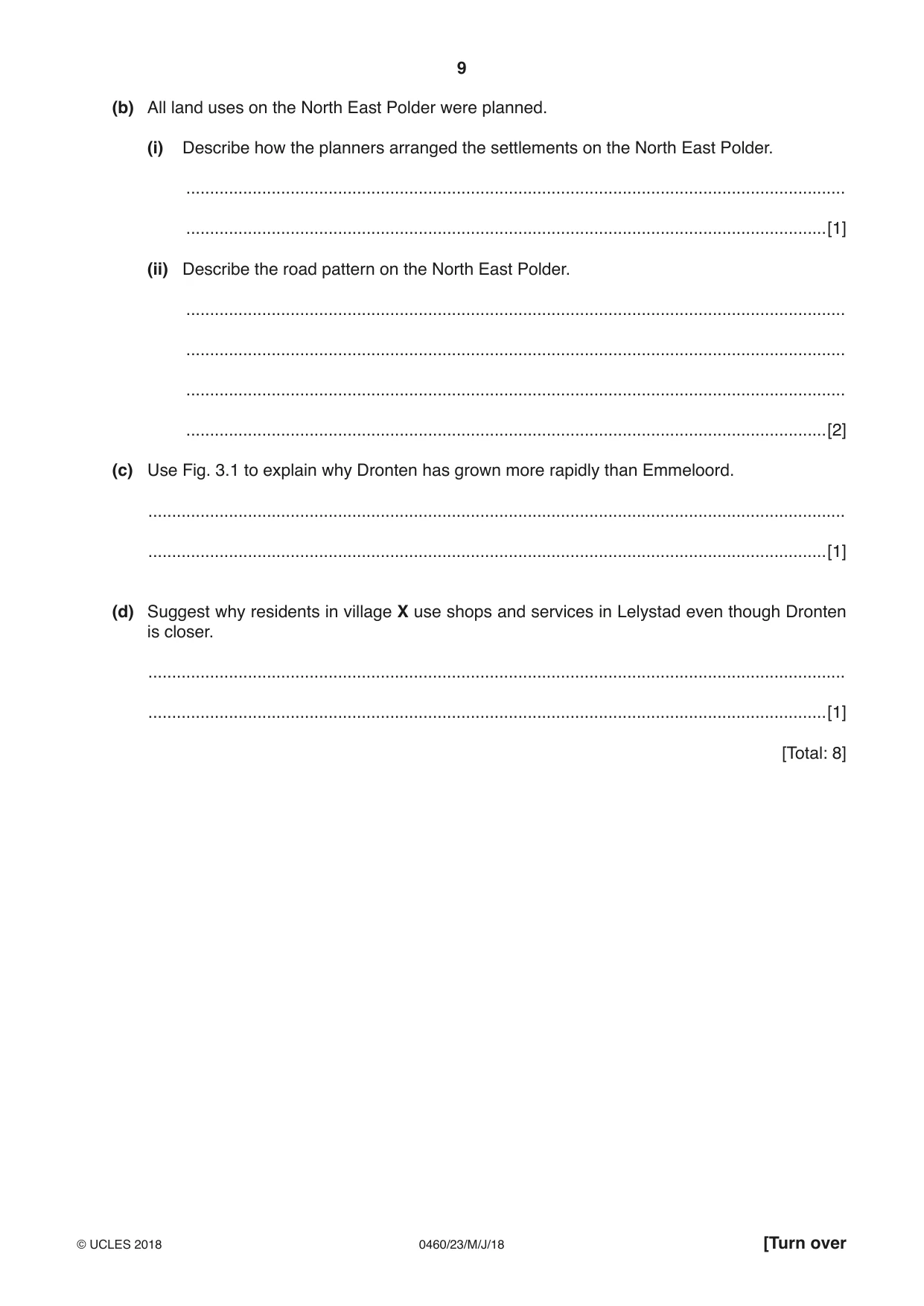 Cambridge IGCSE Geography 0460 2018 May/June Paper 2 · Variant 3 question paper, page 9 of 20