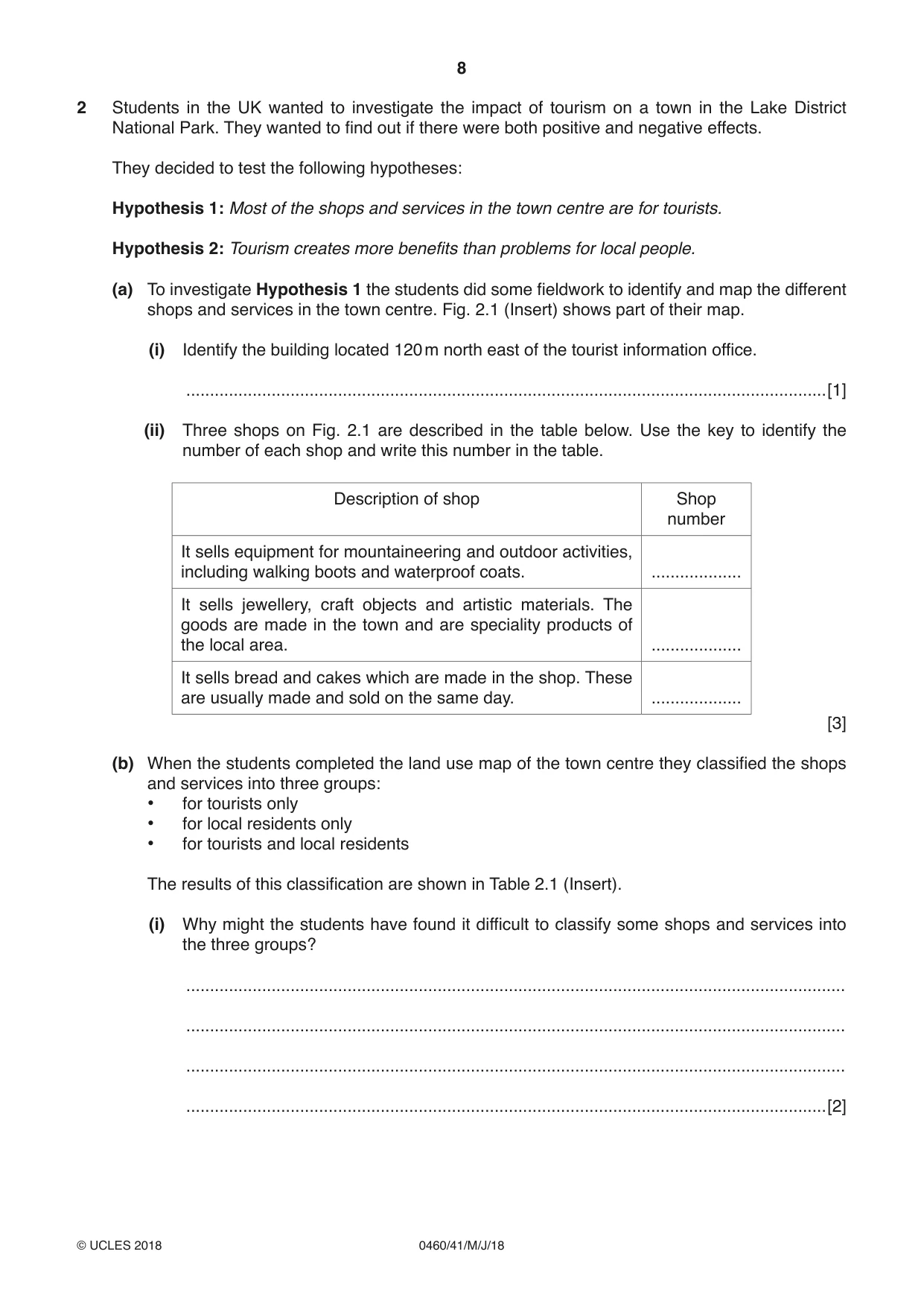 Cambridge IGCSE Geography 0460 2018 May/June Paper 4 · Variant 1 question paper, page 8 of 16
