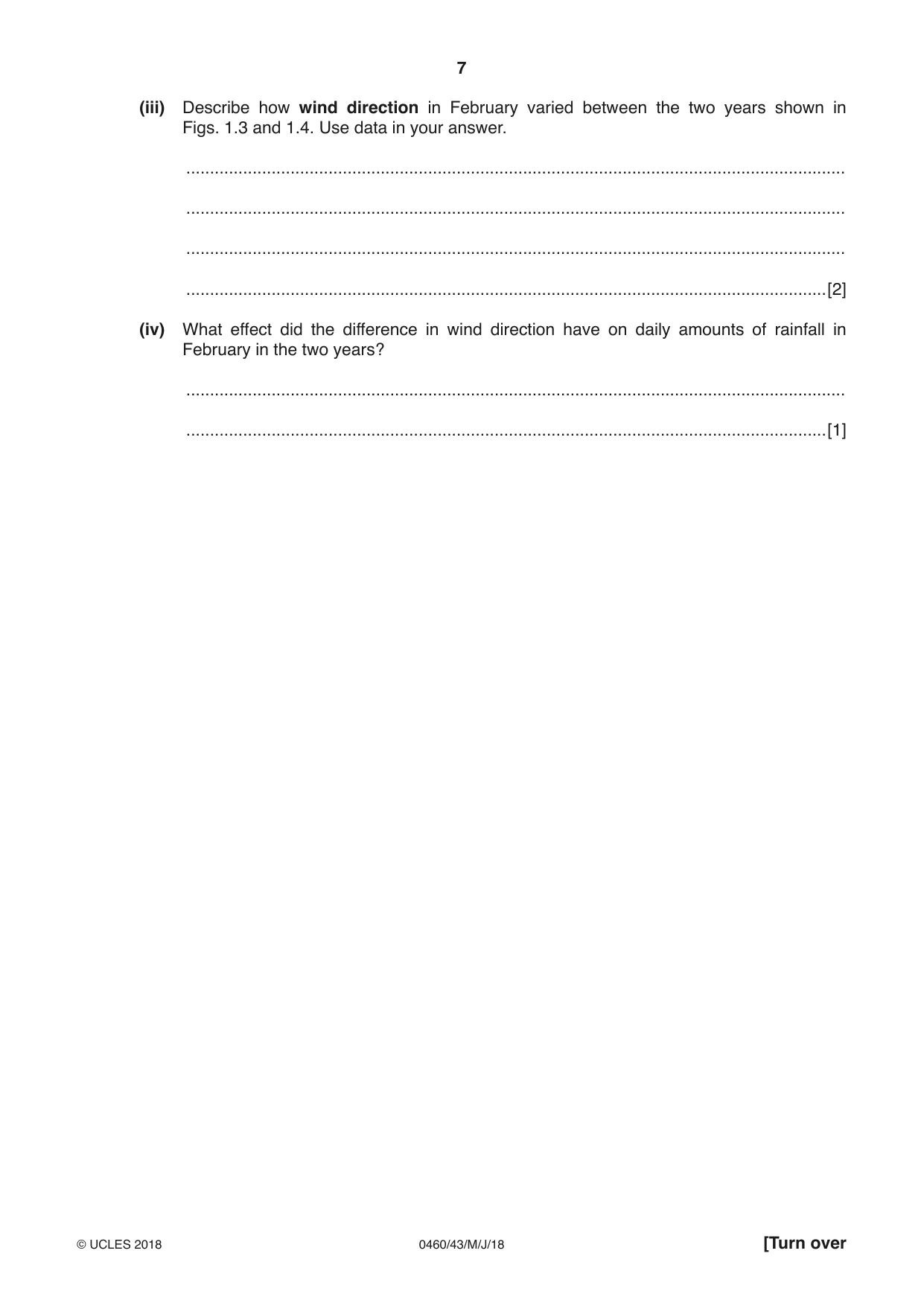 Cambridge IGCSE Geography 0460 2018 May/June Paper 4 · Variant 3 question paper, page 7 of 20
