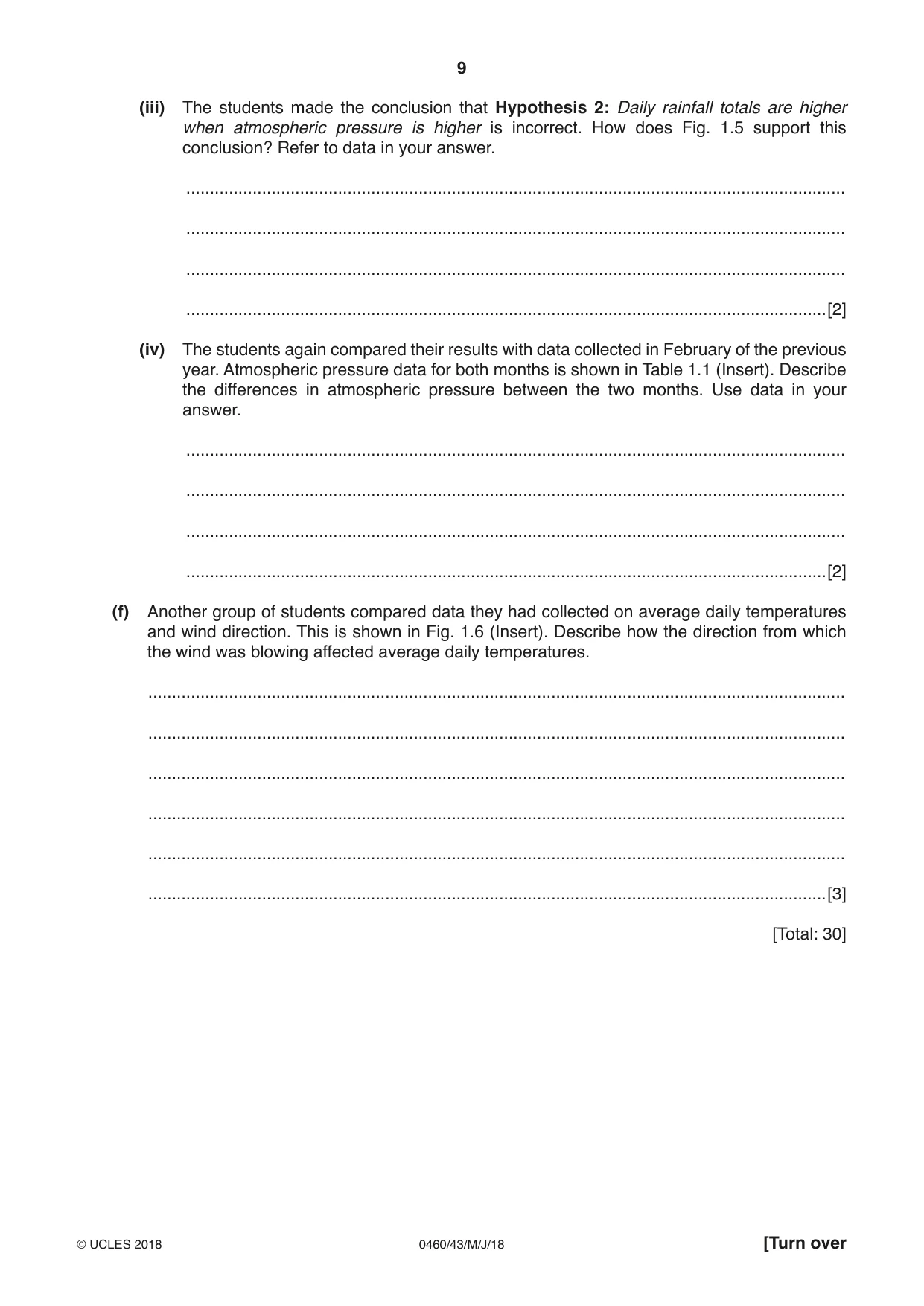 Cambridge IGCSE Geography 0460 2018 May/June Paper 4 · Variant 3 question paper, page 9 of 20