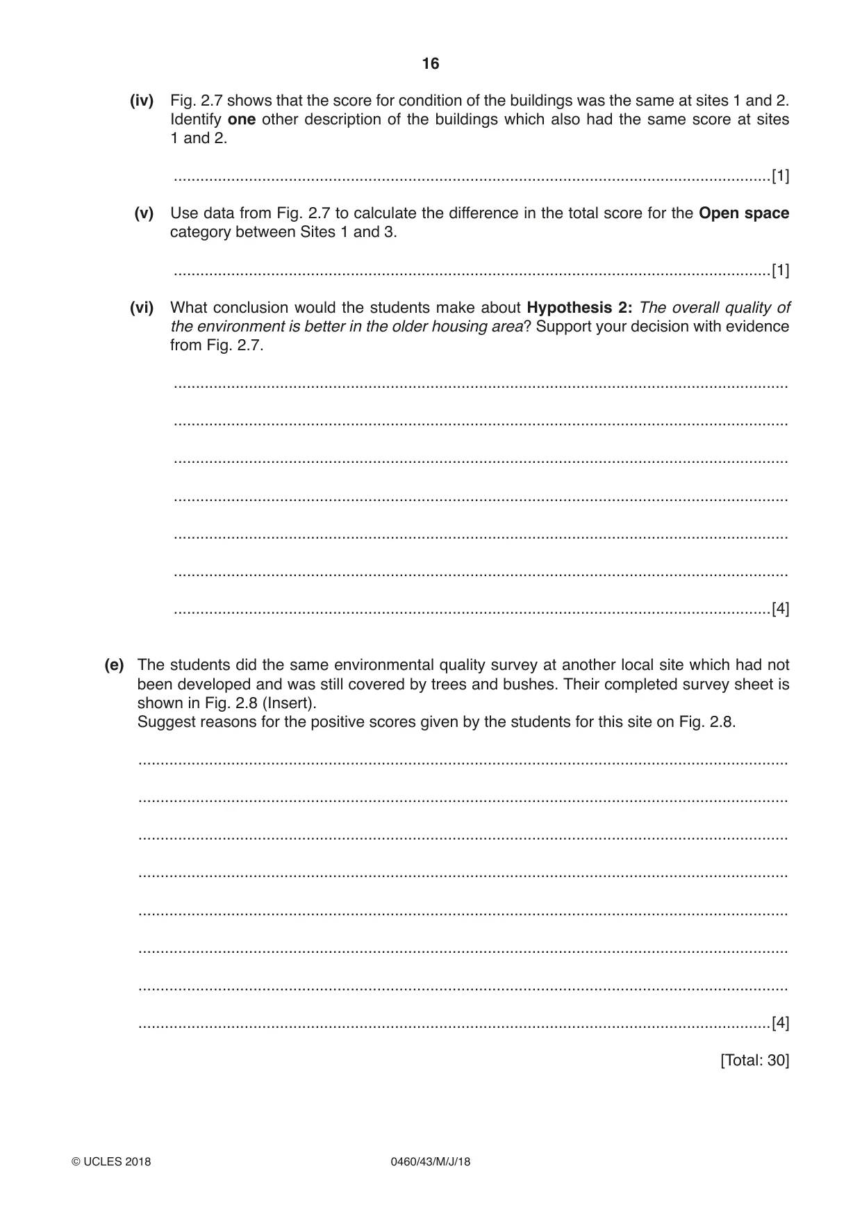 Cambridge IGCSE Geography 0460 2018 May/June Paper 4 · Variant 3 question paper, page 16 of 20