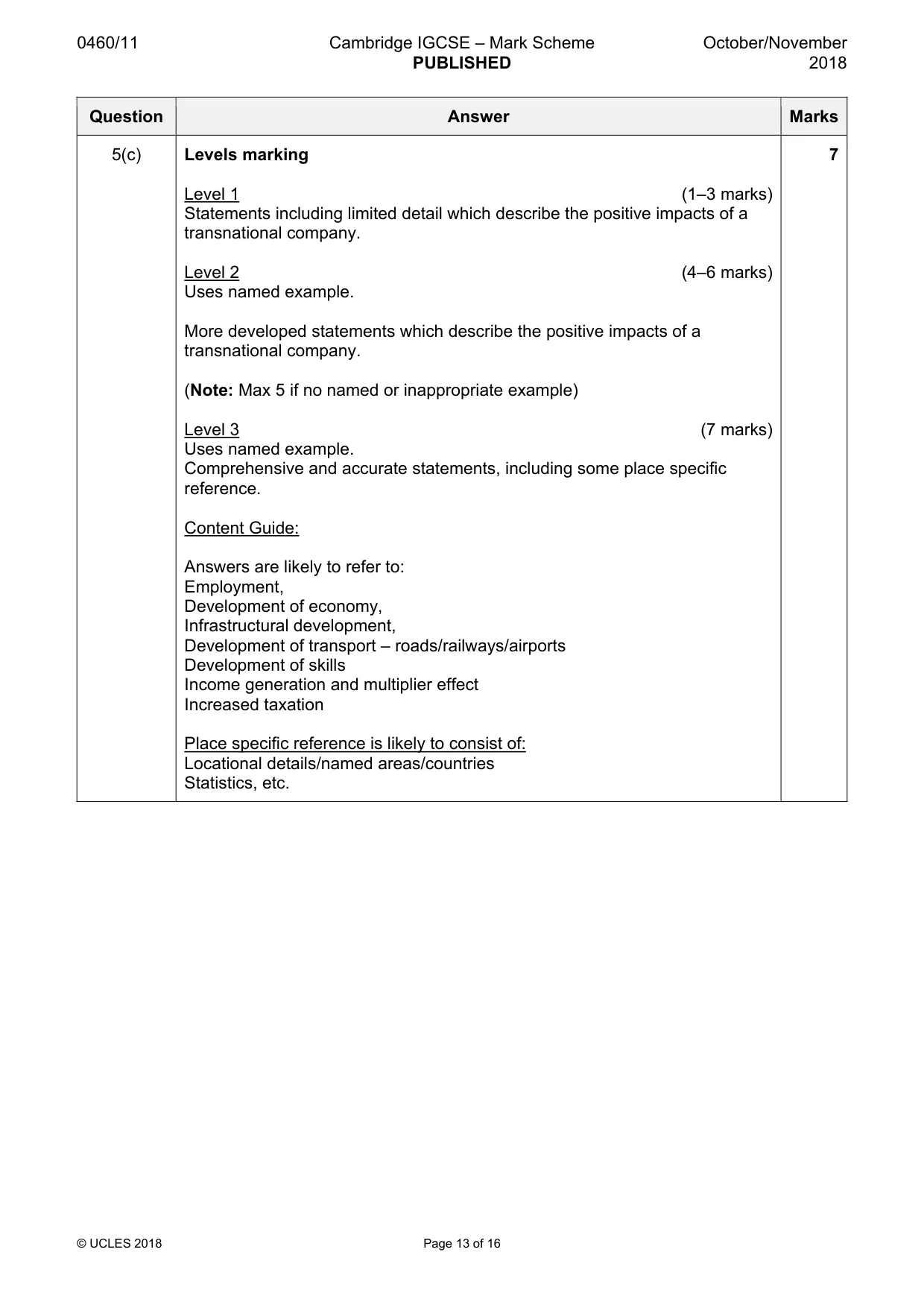 Mark scheme, page 13 of 16
