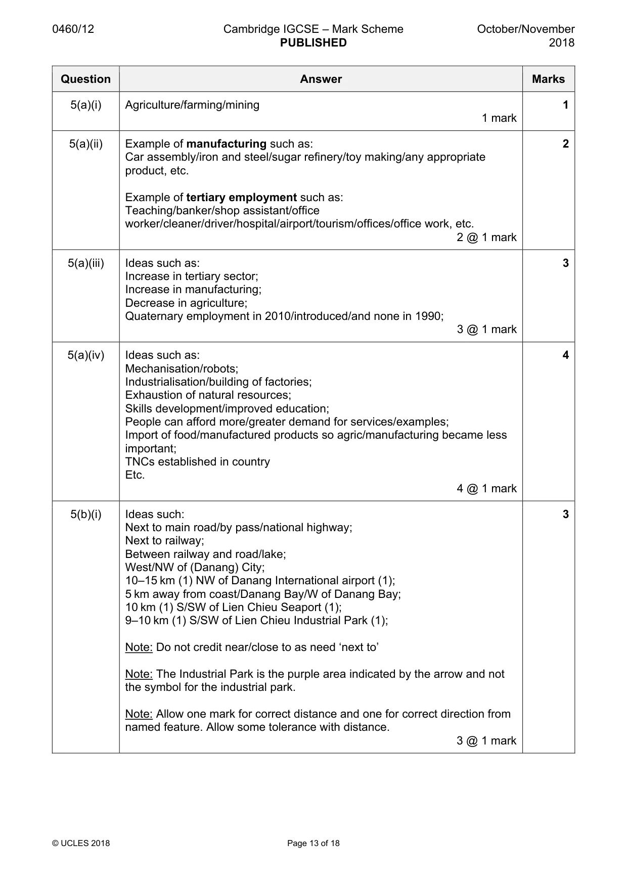 Mark scheme, page 13 of 18