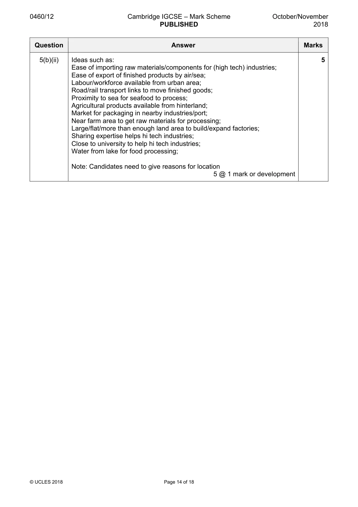 Mark scheme, page 14 of 18