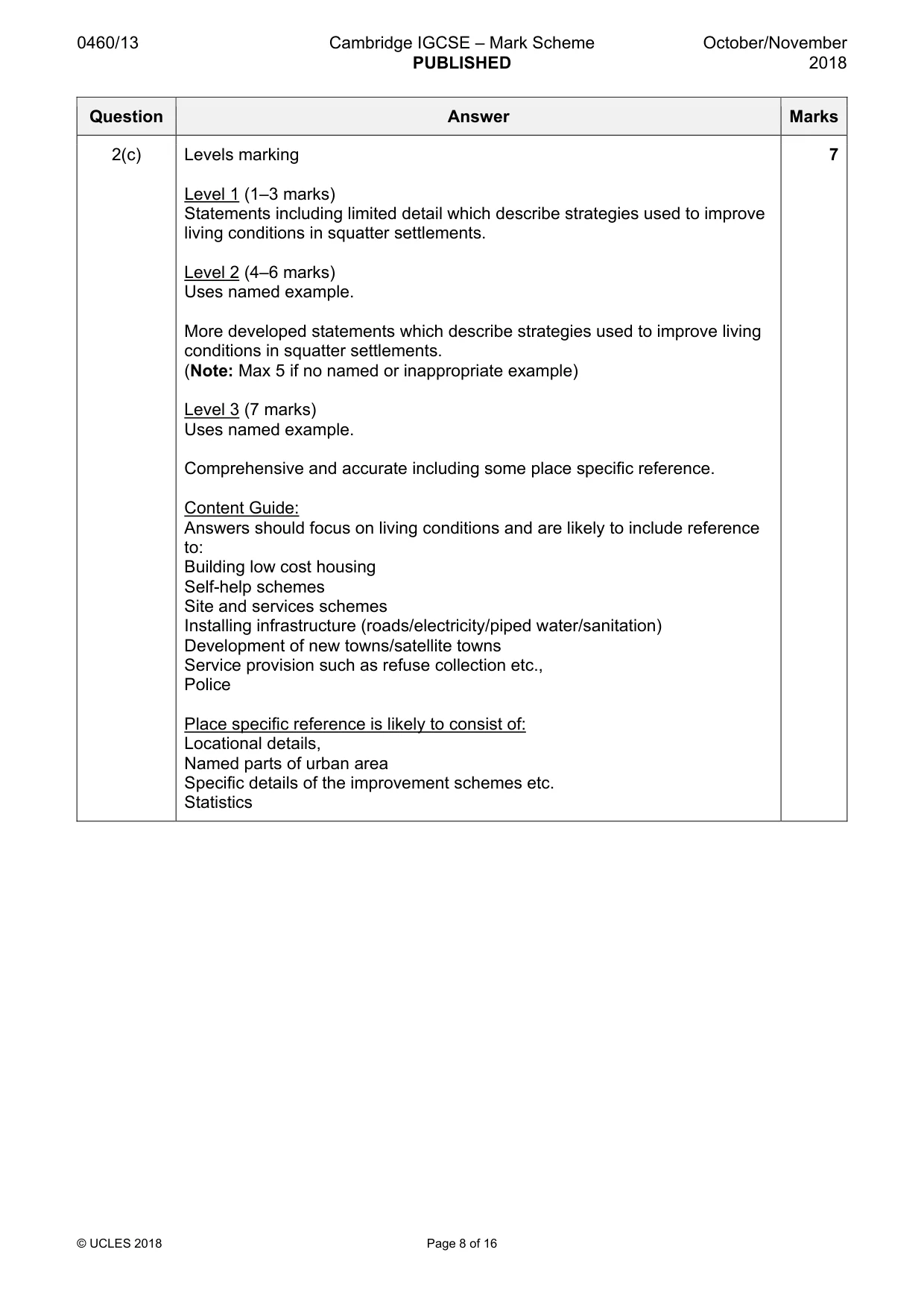 Mark scheme, page 8 of 16