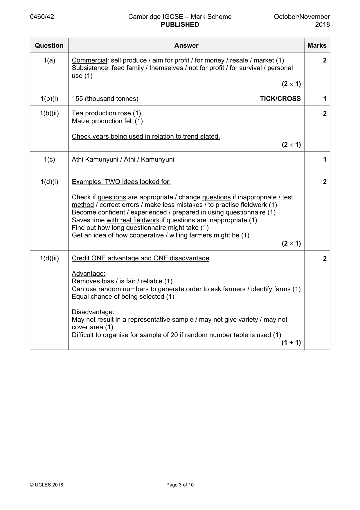 Mark scheme, page 3 of 10