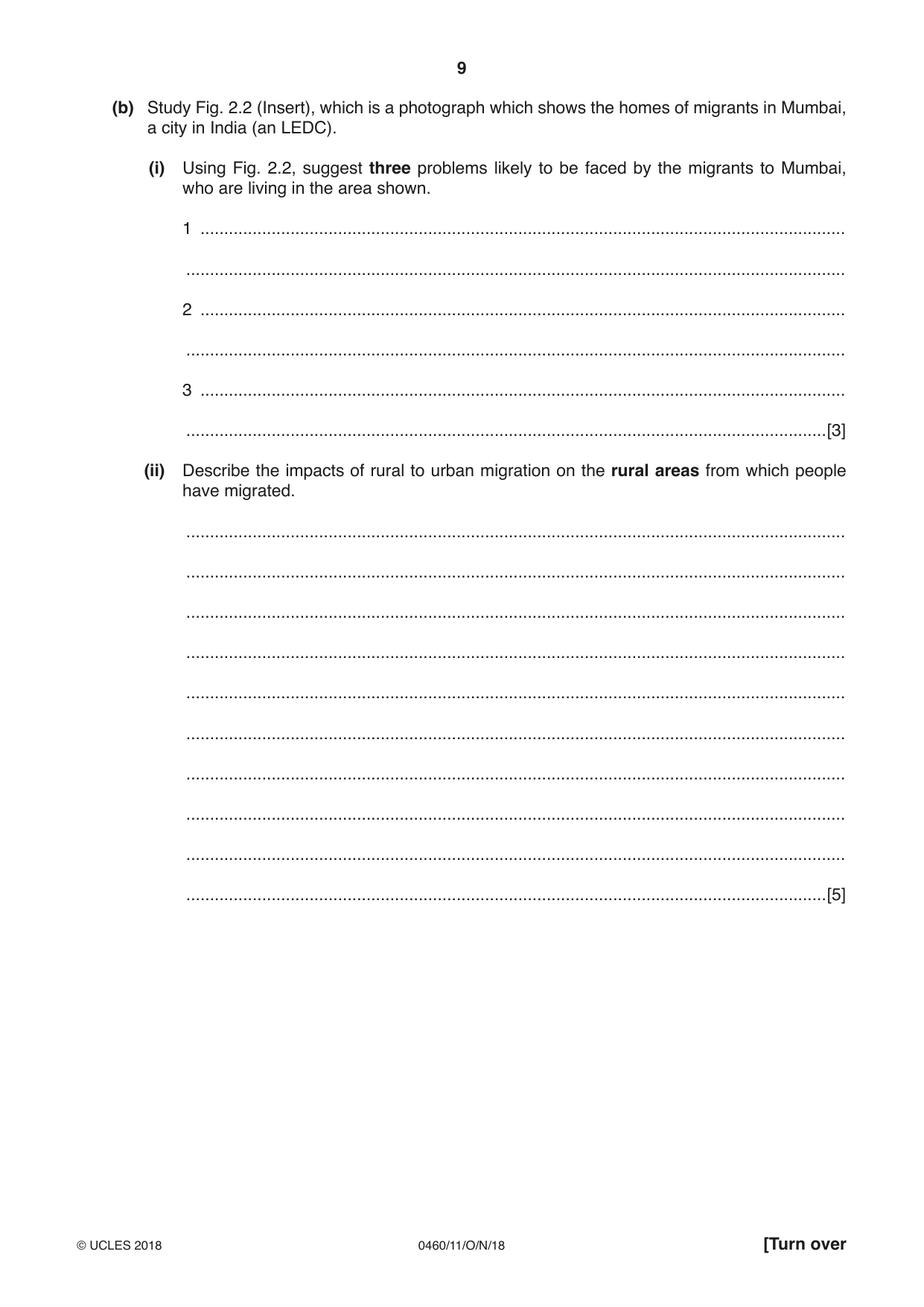 Cambridge IGCSE Geography 0460 2018 Oct/Nov Paper 1 · Variant 1 question paper, page 9 of 32