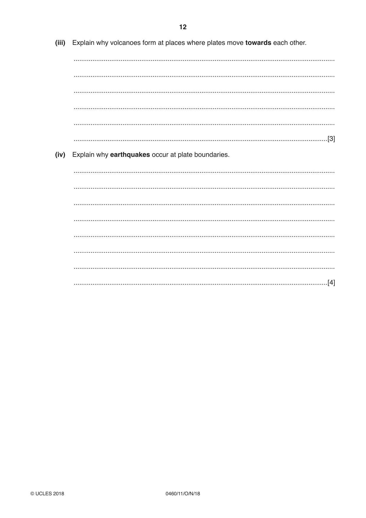 Cambridge IGCSE Geography 0460 2018 Oct/Nov Paper 1 · Variant 1 question paper, page 12 of 32