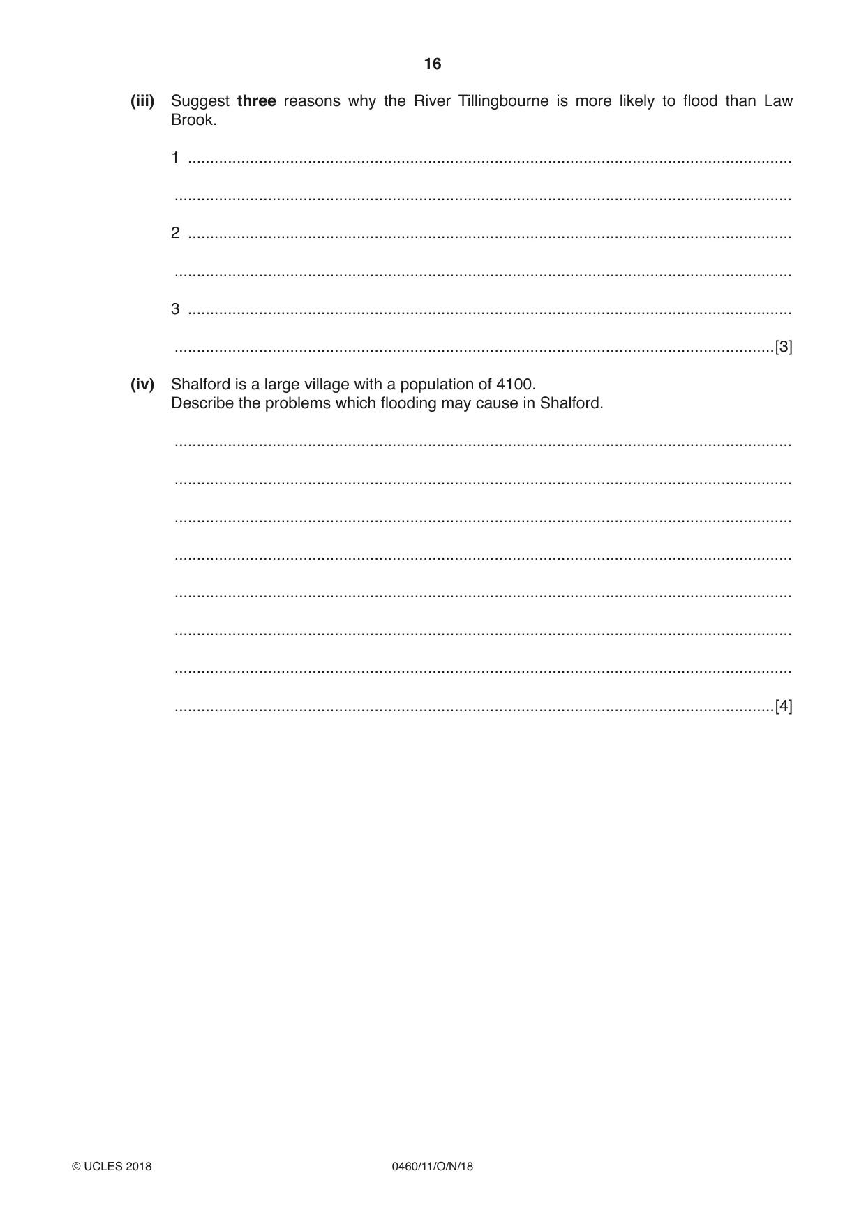 Cambridge IGCSE Geography 0460 2018 Oct/Nov Paper 1 · Variant 1 question paper, page 16 of 32
