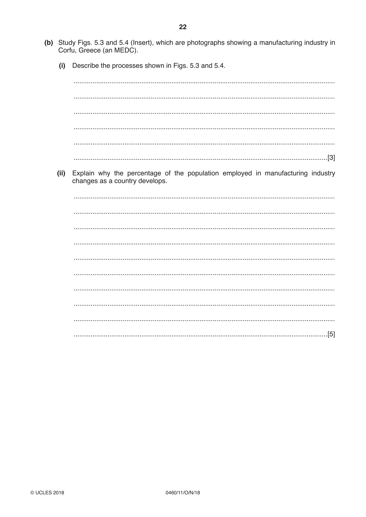 Cambridge IGCSE Geography 0460 2018 Oct/Nov Paper 1 · Variant 1 question paper, page 22 of 32