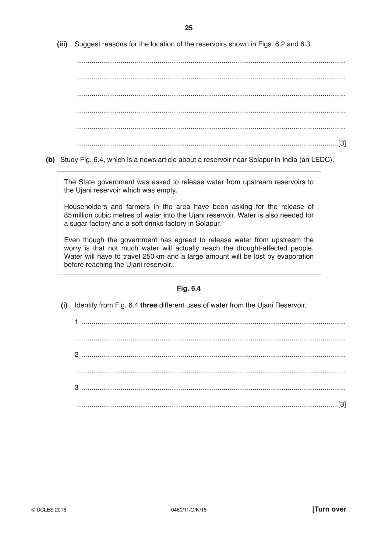 Cambridge IGCSE Geography 0460 2018 Oct/Nov Paper 1 · Variant 1 question paper, page 25 of 32