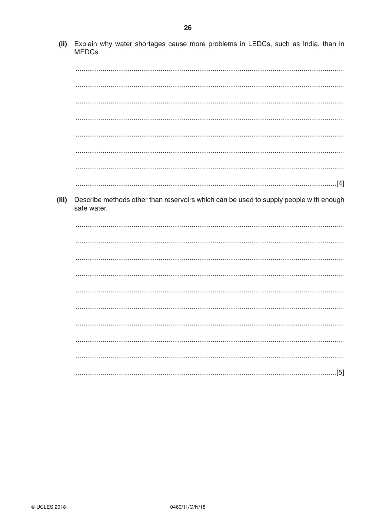 Cambridge IGCSE Geography 0460 2018 Oct/Nov Paper 1 · Variant 1 question paper, page 26 of 32