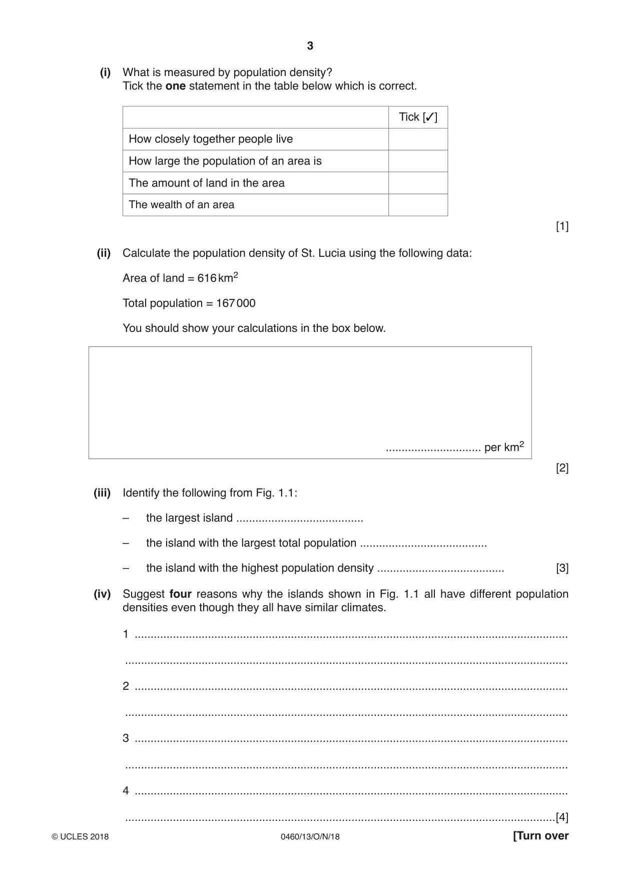 Cambridge IGCSE Geography 0460 2018 Oct/Nov Paper 1 · Variant 3 question paper, page 3 of 28