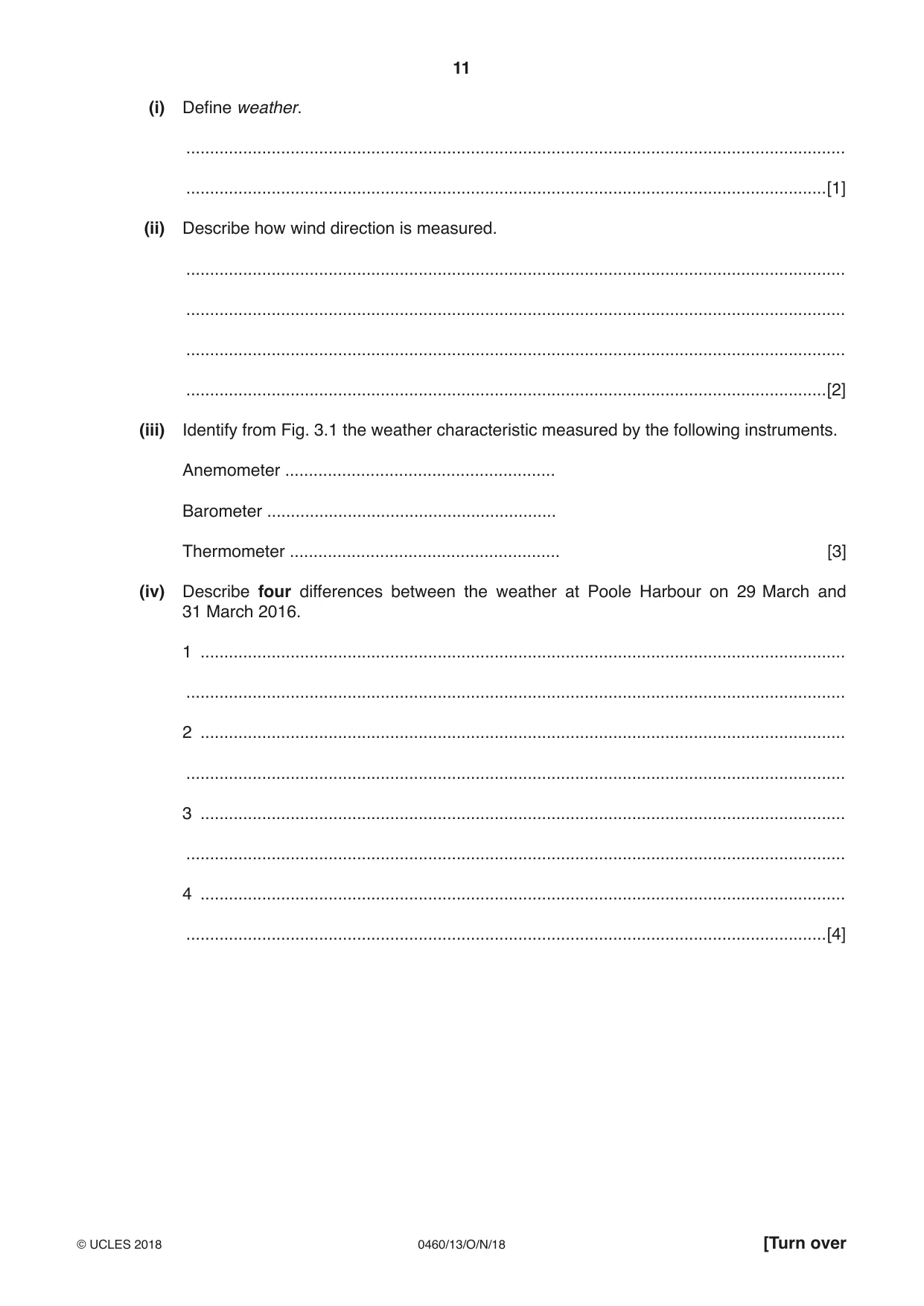 Cambridge IGCSE Geography 0460 2018 Oct/Nov Paper 1 · Variant 3 question paper, page 11 of 28