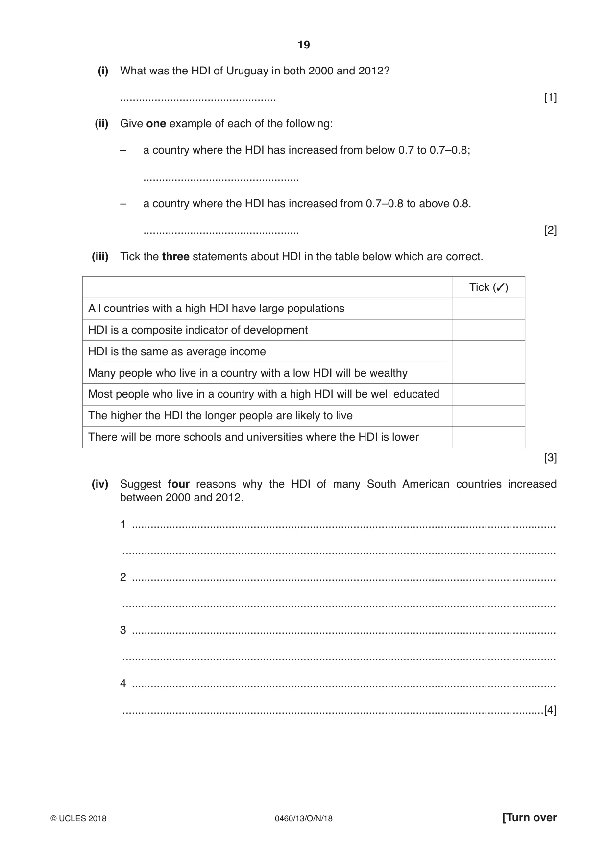 Cambridge IGCSE Geography 0460 2018 Oct/Nov Paper 1 · Variant 3 question paper, page 19 of 28