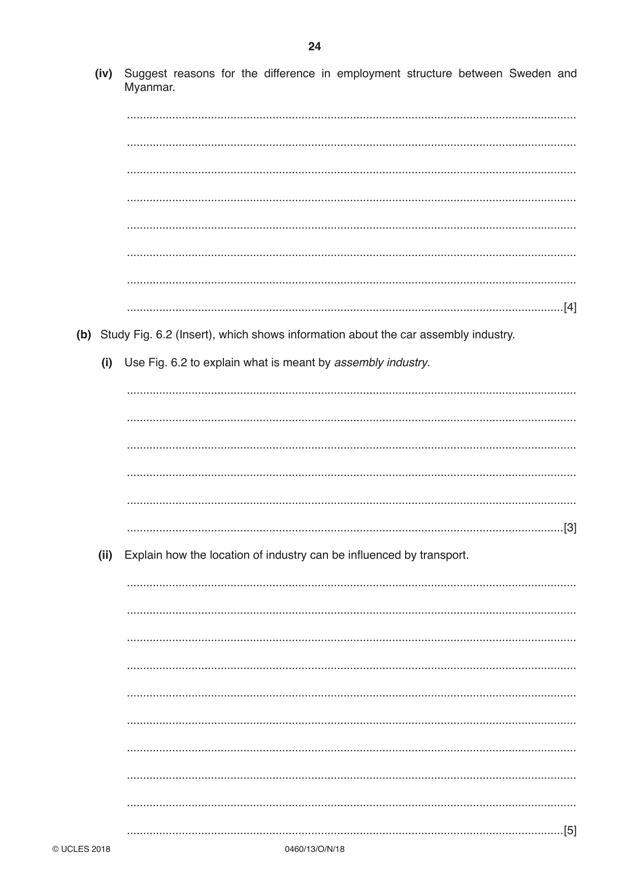 Cambridge IGCSE Geography 0460 2018 Oct/Nov Paper 1 · Variant 3 question paper, page 24 of 28