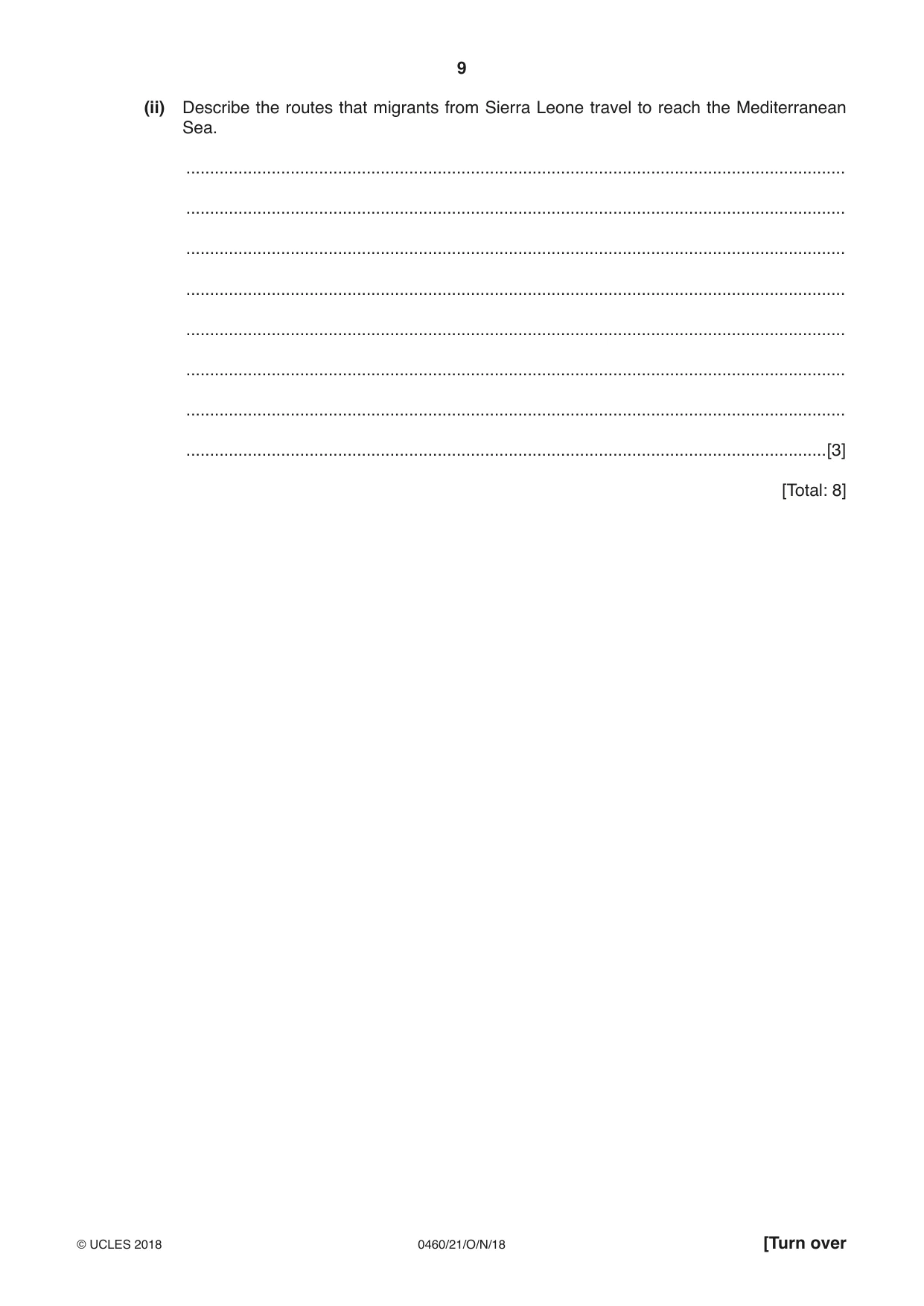 Cambridge IGCSE Geography 0460 2018 Oct/Nov Paper 2 · Variant 1 question paper, page 9 of 20