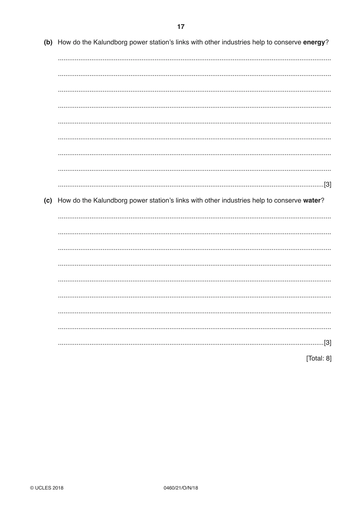 Cambridge IGCSE Geography 0460 2018 Oct/Nov Paper 2 · Variant 1 question paper, page 17 of 20