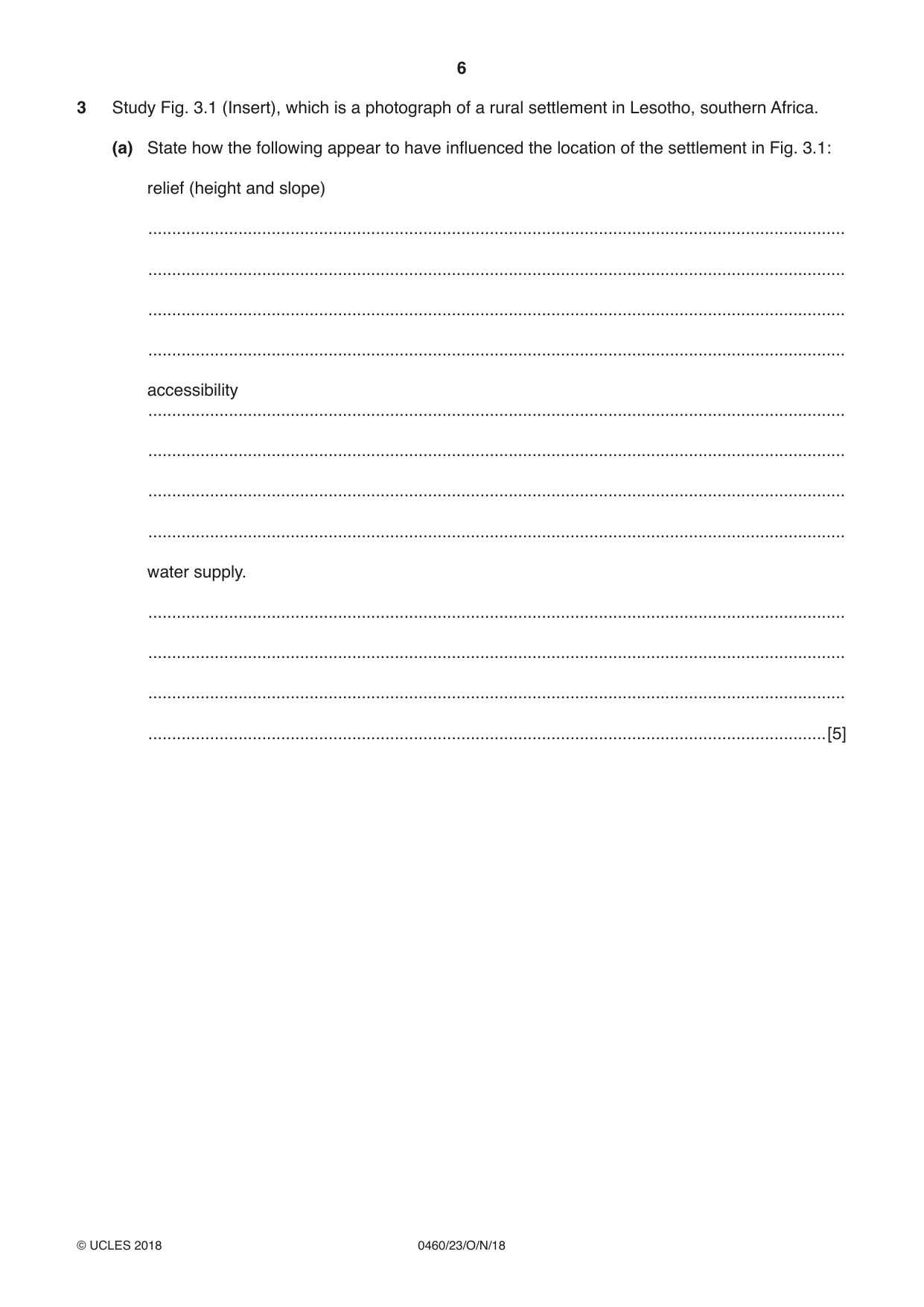 Cambridge IGCSE Geography 0460 2018 Oct/Nov Paper 2 · Variant 3 question paper, page 6 of 16