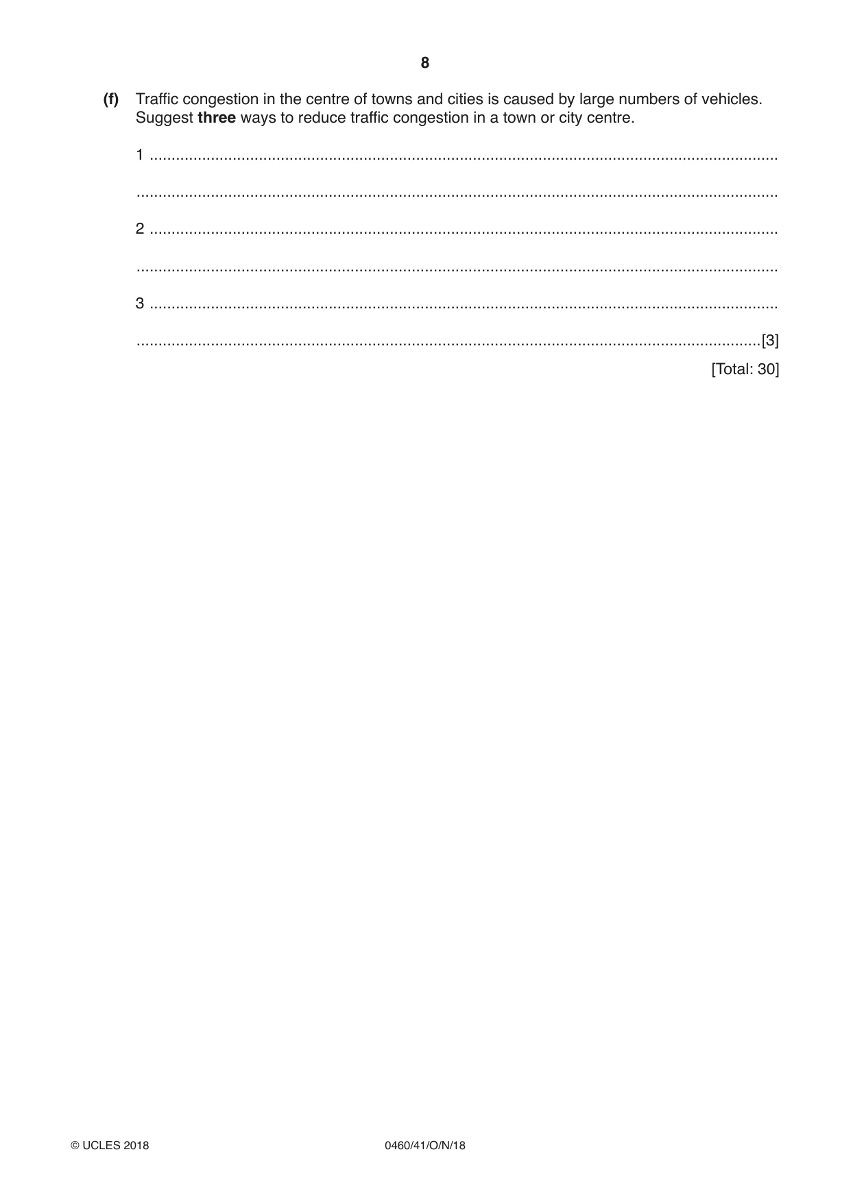 Cambridge IGCSE Geography 0460 2018 Oct/Nov Paper 4 · Variant 1 question paper, page 8 of 20