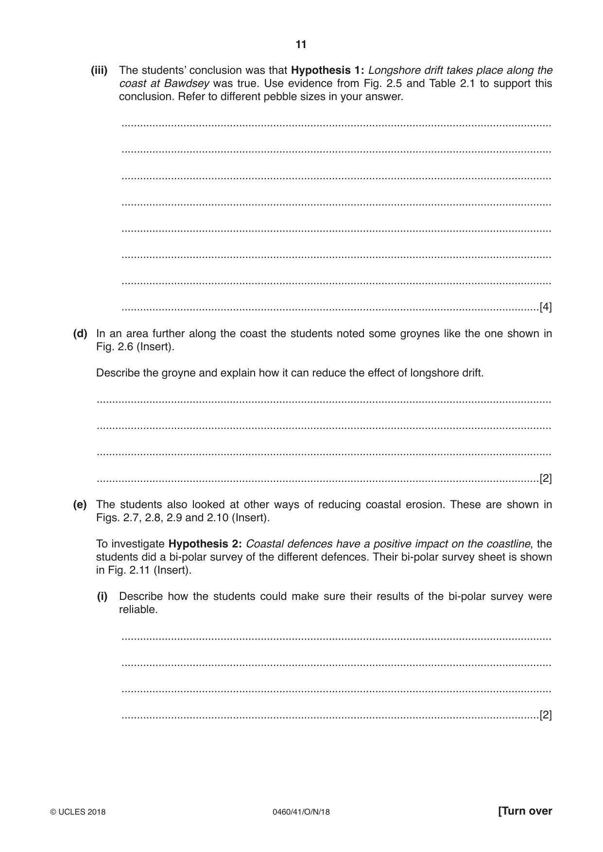 Cambridge IGCSE Geography 0460 2018 Oct/Nov Paper 4 · Variant 1 question paper, page 11 of 20