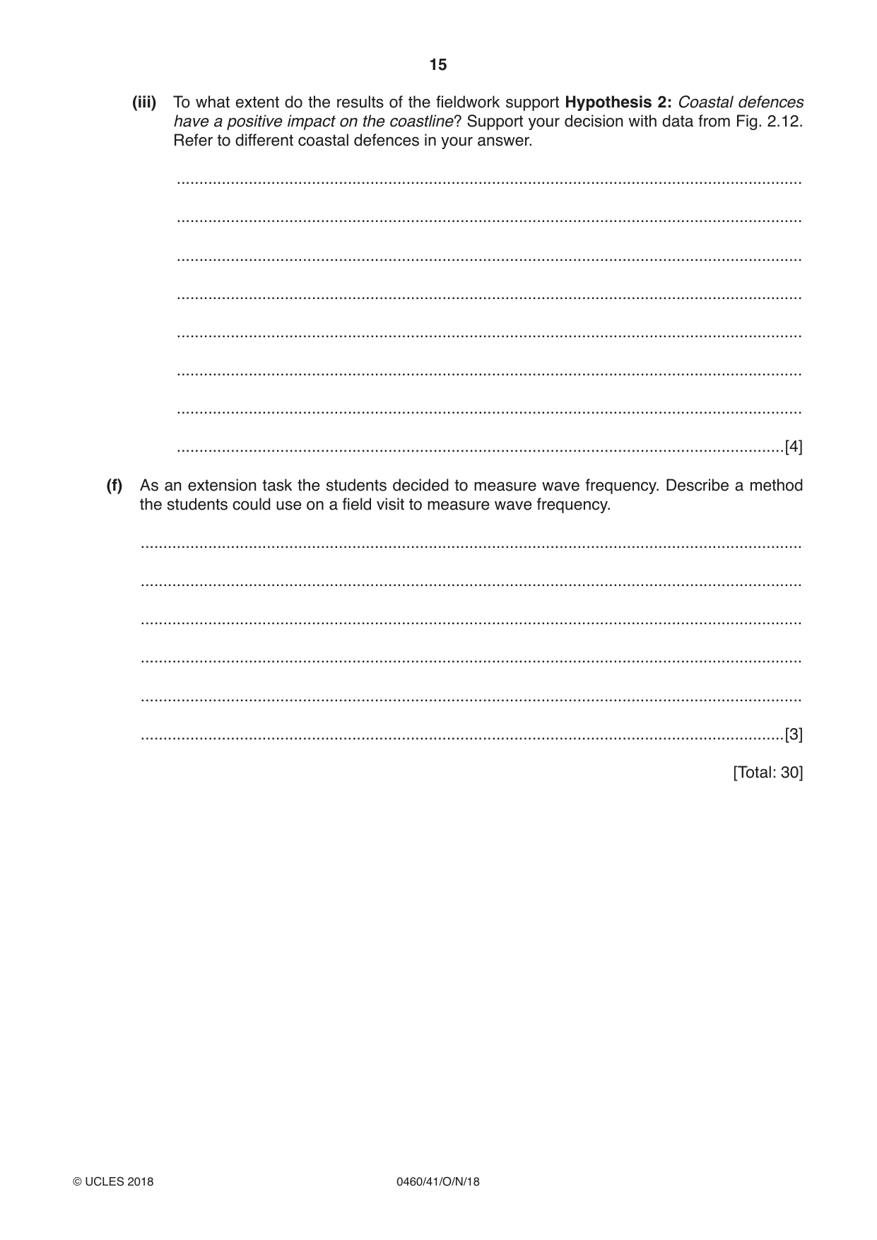 Cambridge IGCSE Geography 0460 2018 Oct/Nov Paper 4 · Variant 1 question paper, page 15 of 20