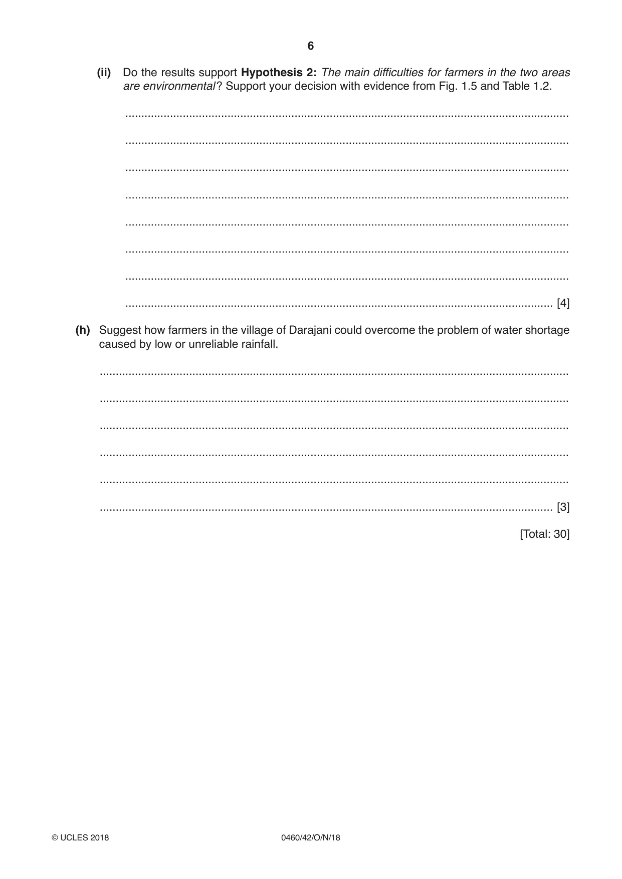 Cambridge IGCSE Geography 0460 2018 Oct/Nov Paper 4 · Variant 2 question paper, page 6 of 20