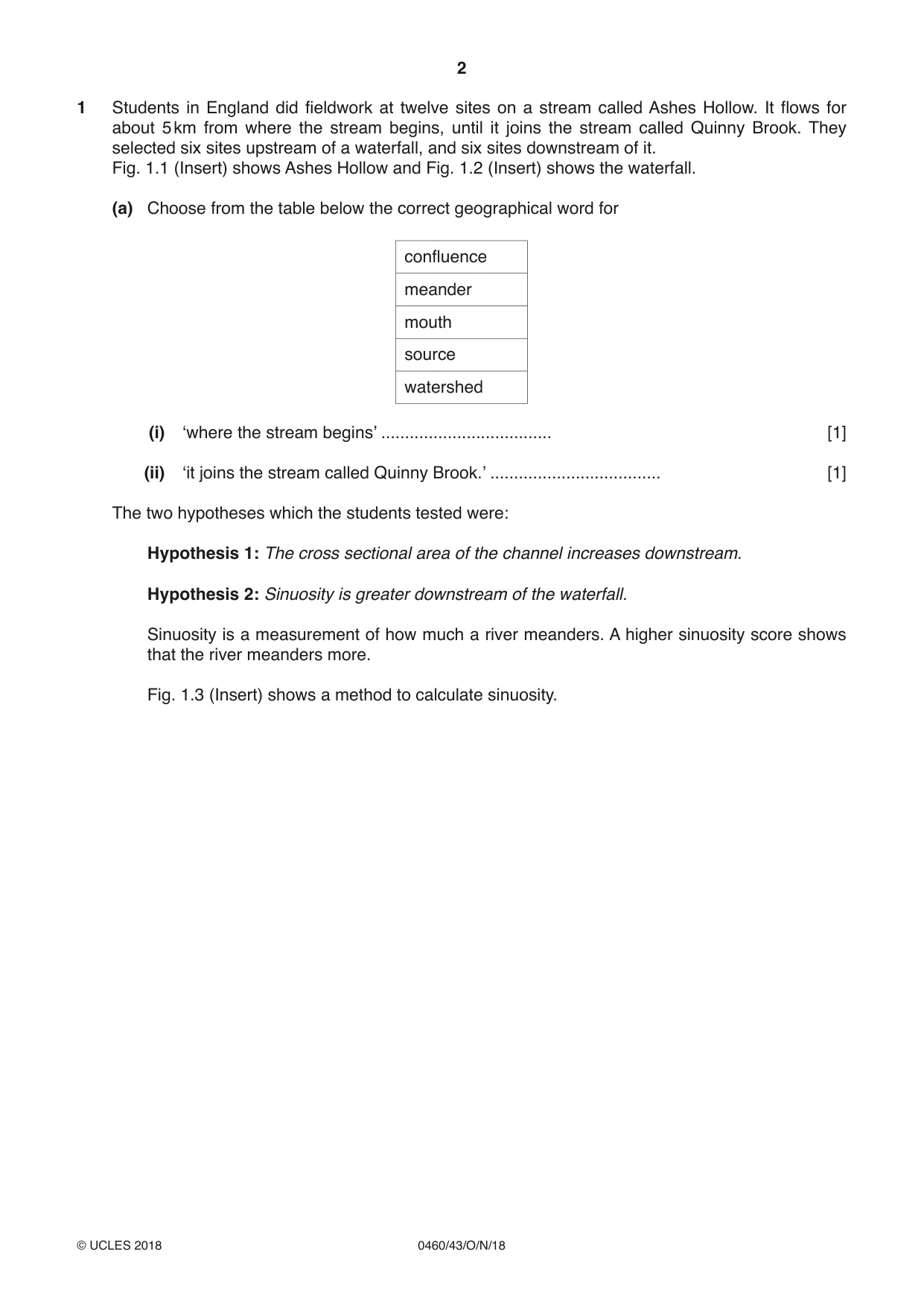 Cambridge IGCSE Geography 0460 2018 Oct/Nov Paper 4 · Variant 3 question paper, page 2 of 20
