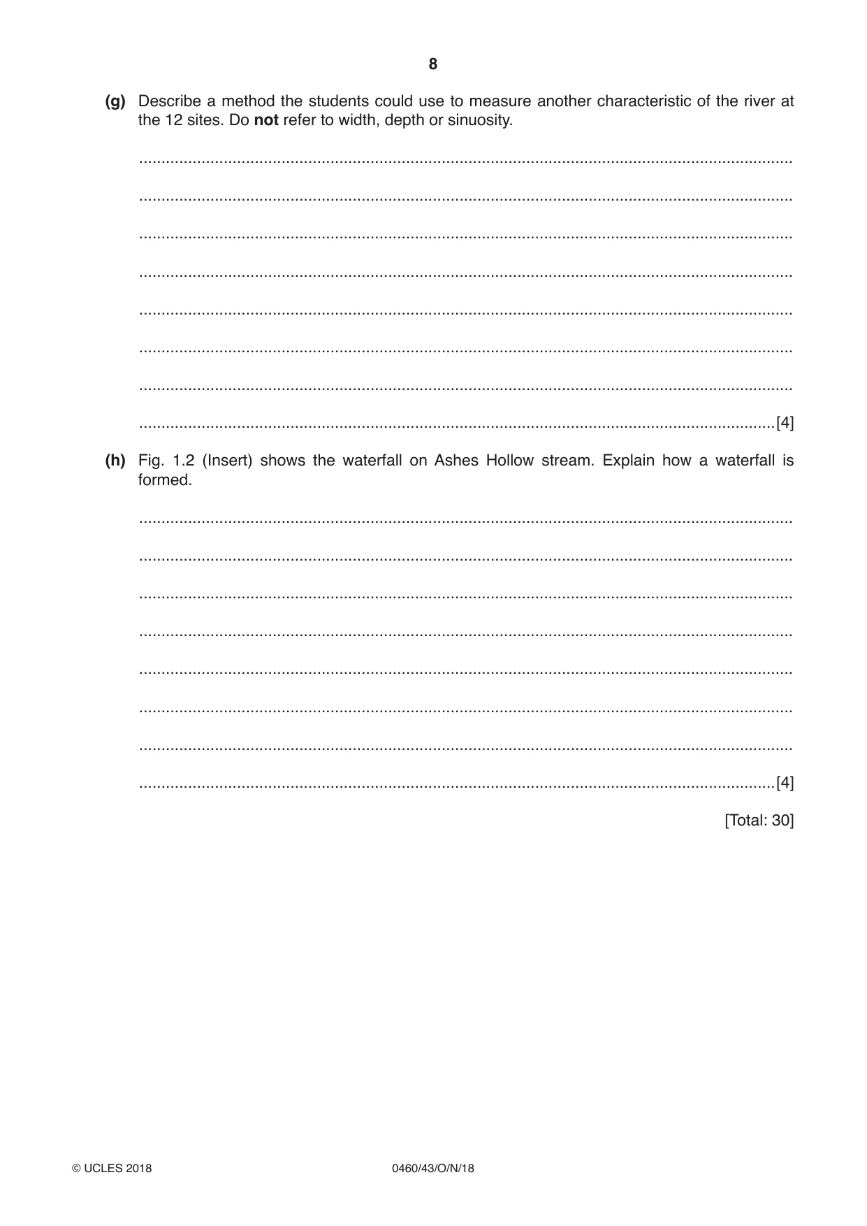 Cambridge IGCSE Geography 0460 2018 Oct/Nov Paper 4 · Variant 3 question paper, page 8 of 20
