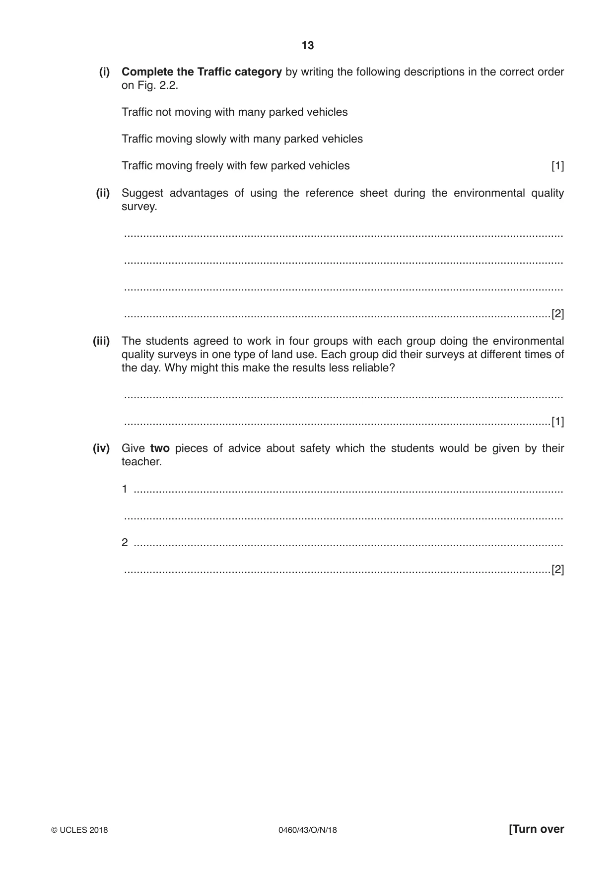 Cambridge IGCSE Geography 0460 2018 Oct/Nov Paper 4 · Variant 3 question paper, page 13 of 20