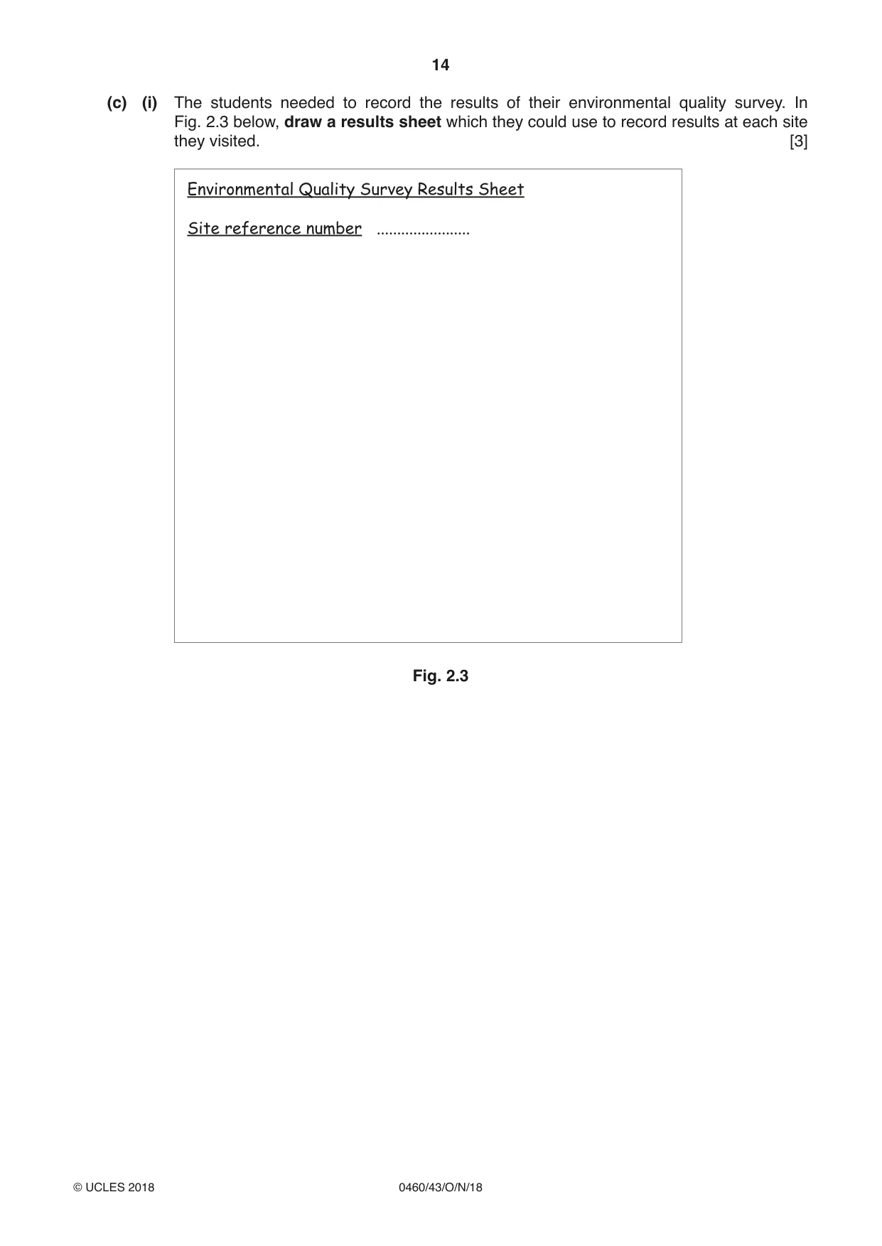 Cambridge IGCSE Geography 0460 2018 Oct/Nov Paper 4 · Variant 3 question paper, page 14 of 20