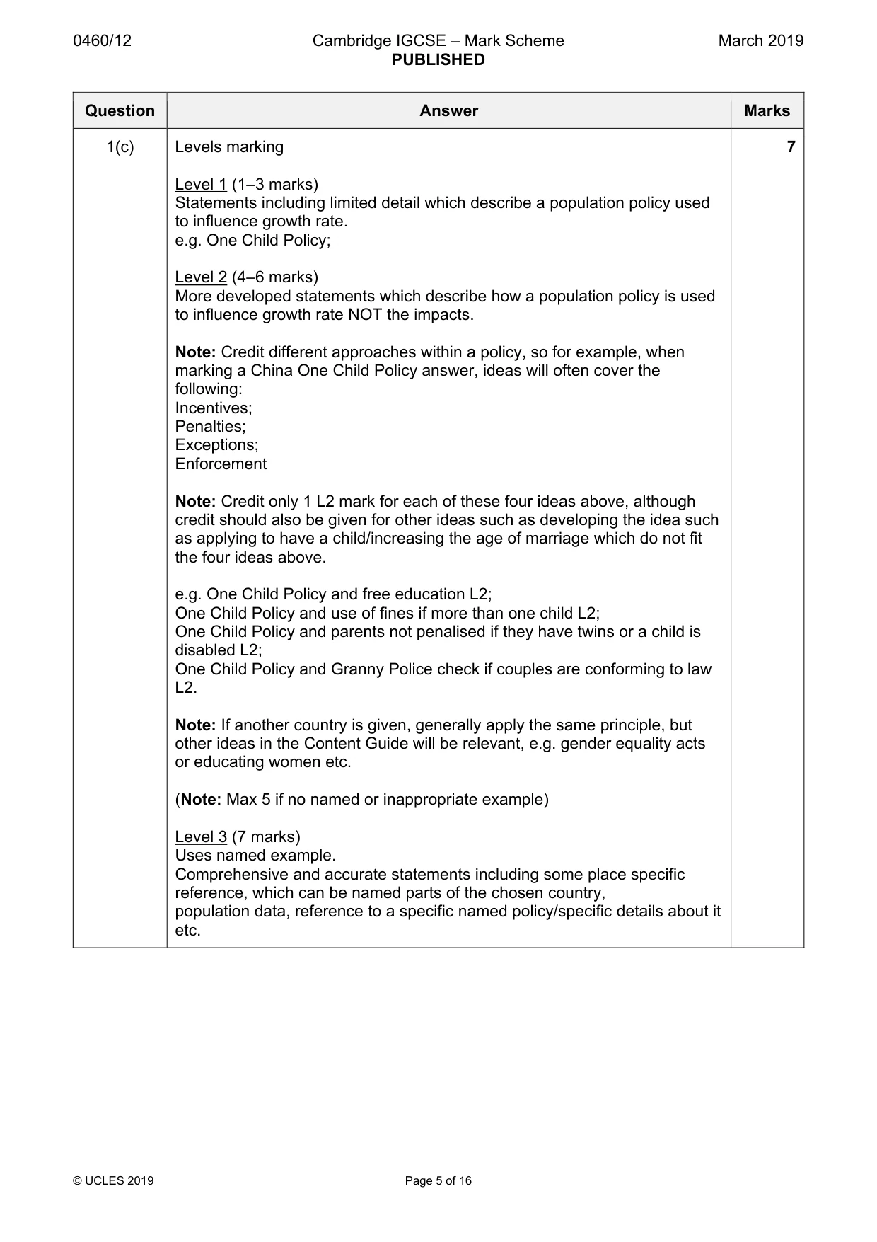Mark scheme, page 5 of 16