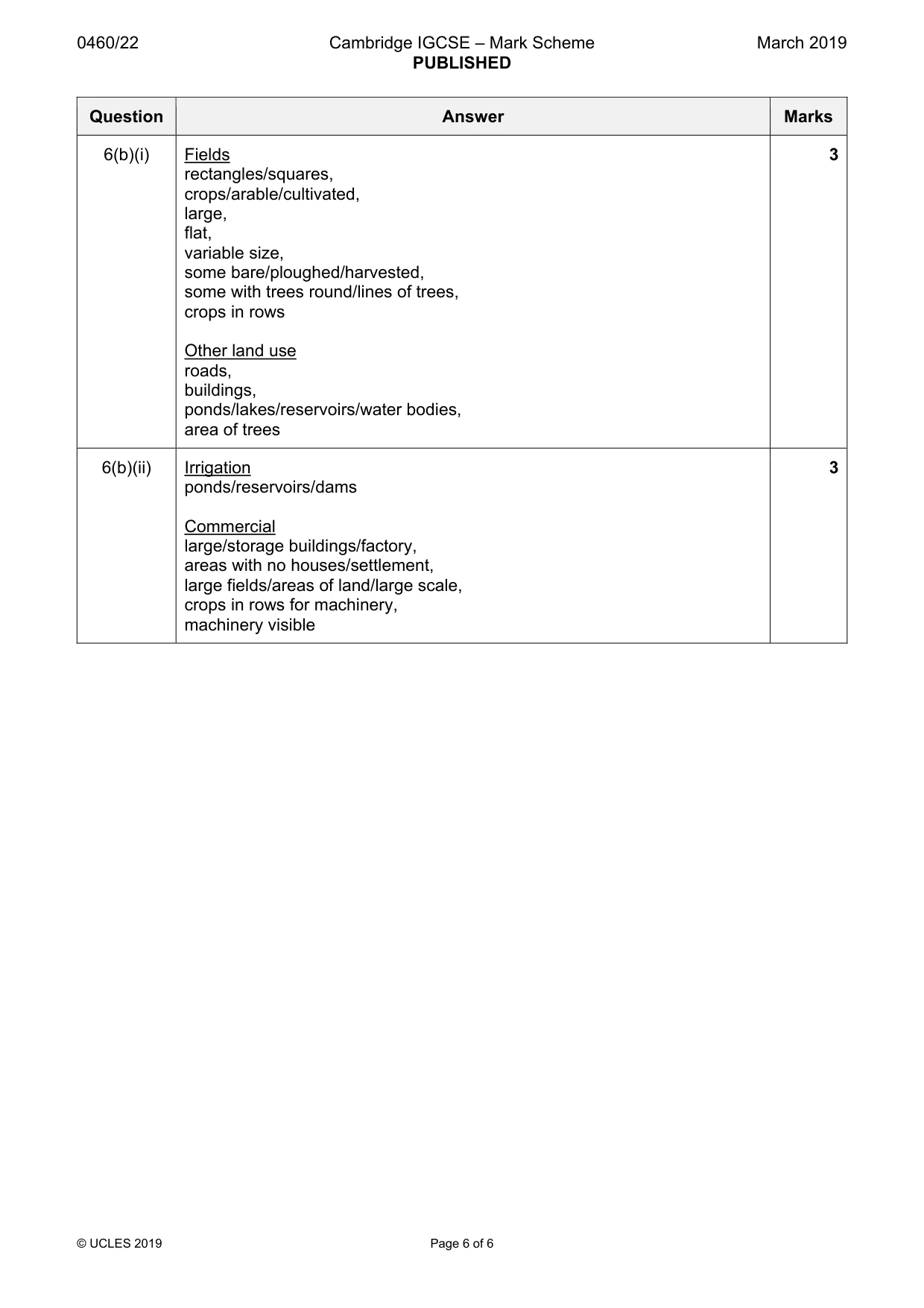 Mark scheme, page 6 of 6