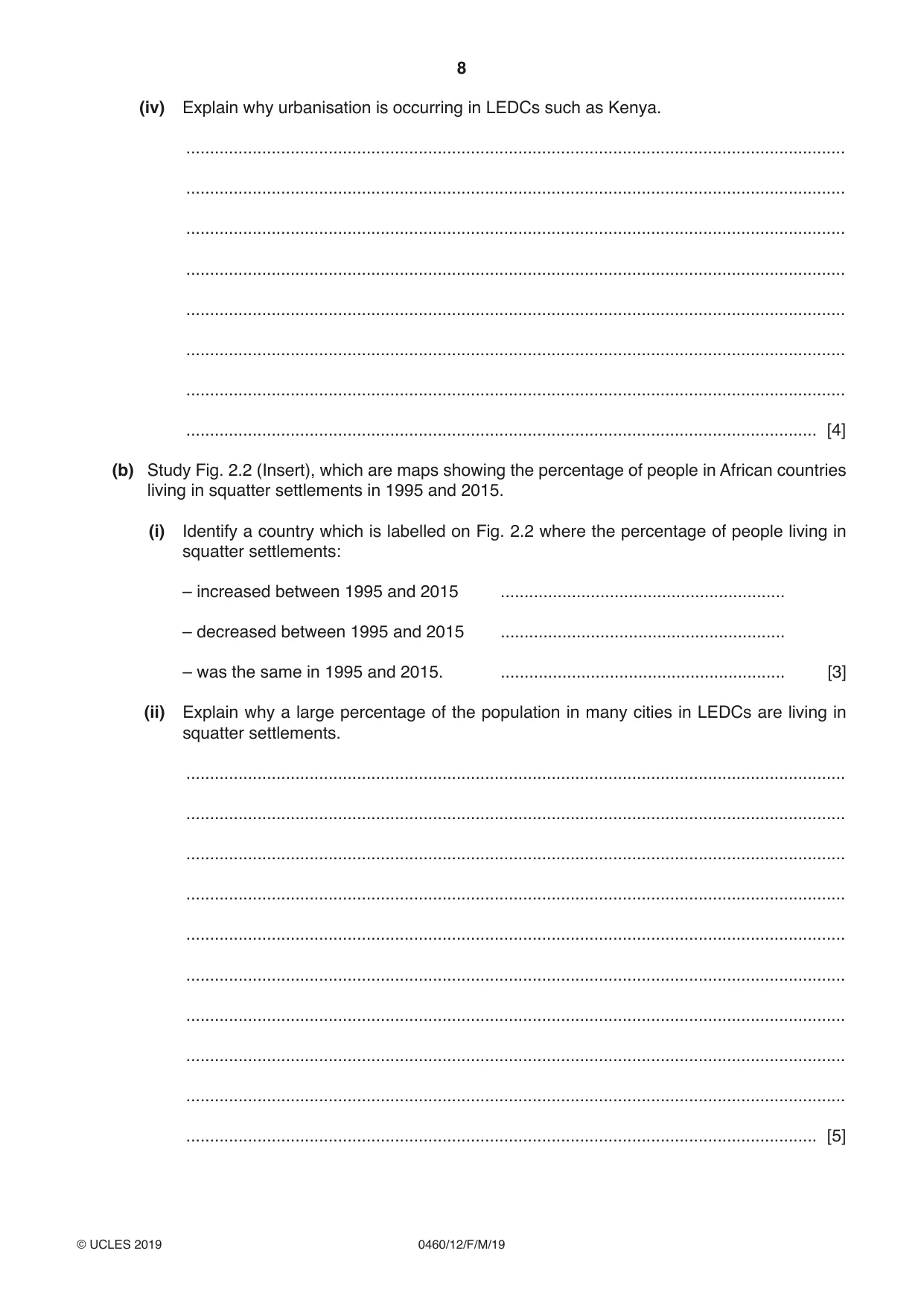 Cambridge IGCSE Geography 0460 2019 Feb/March Paper 1 · Variant 2 question paper, page 8 of 32