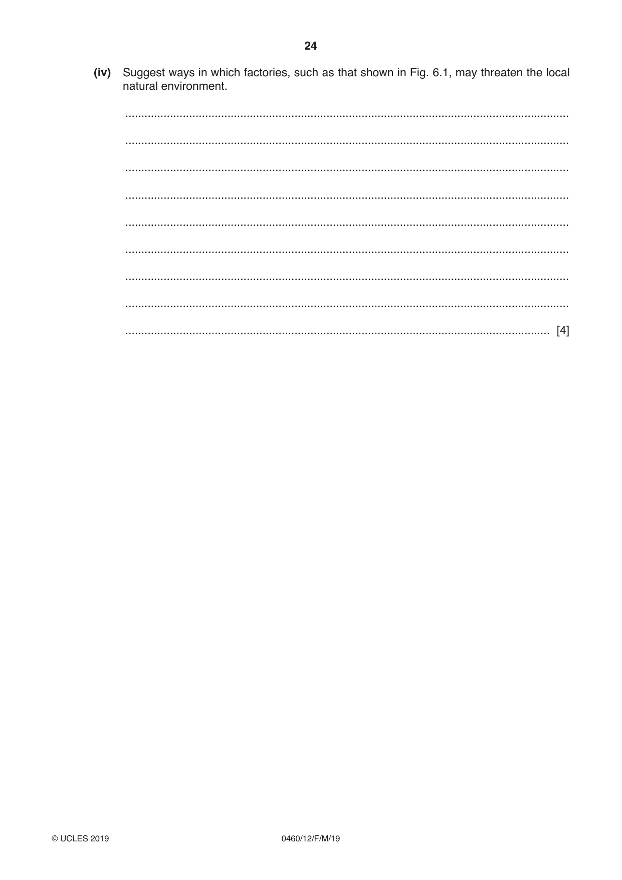 Cambridge IGCSE Geography 0460 2019 Feb/March Paper 1 · Variant 2 question paper, page 24 of 32