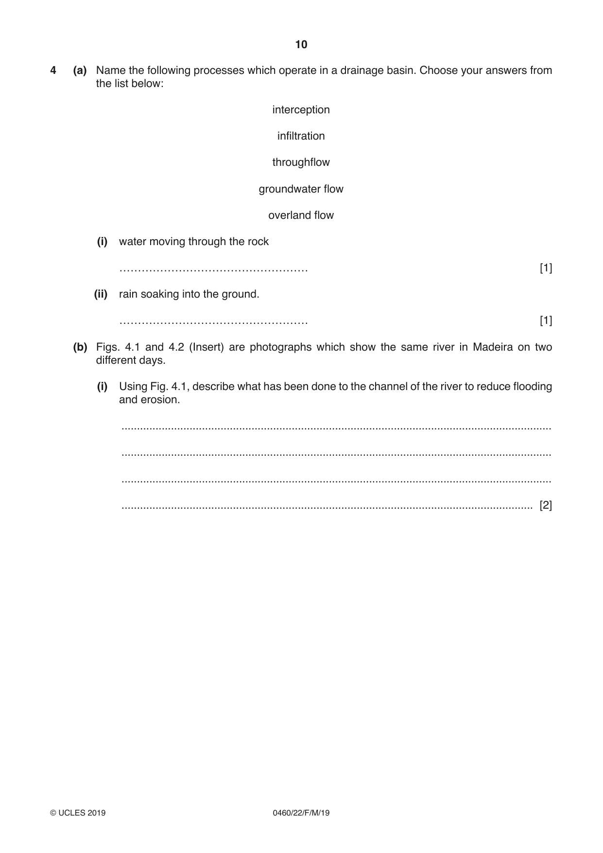 Cambridge IGCSE Geography 0460 2019 Feb/March Paper 2 · Variant 2 question paper, page 10 of 20