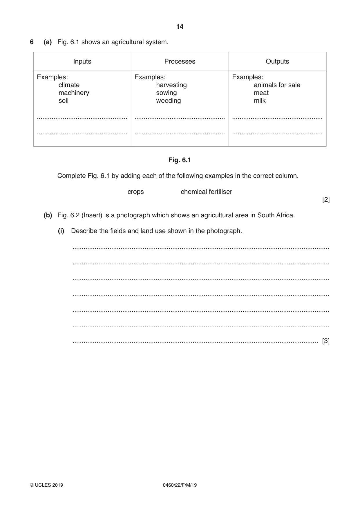 Cambridge IGCSE Geography 0460 2019 Feb/March Paper 2 · Variant 2 question paper, page 14 of 20