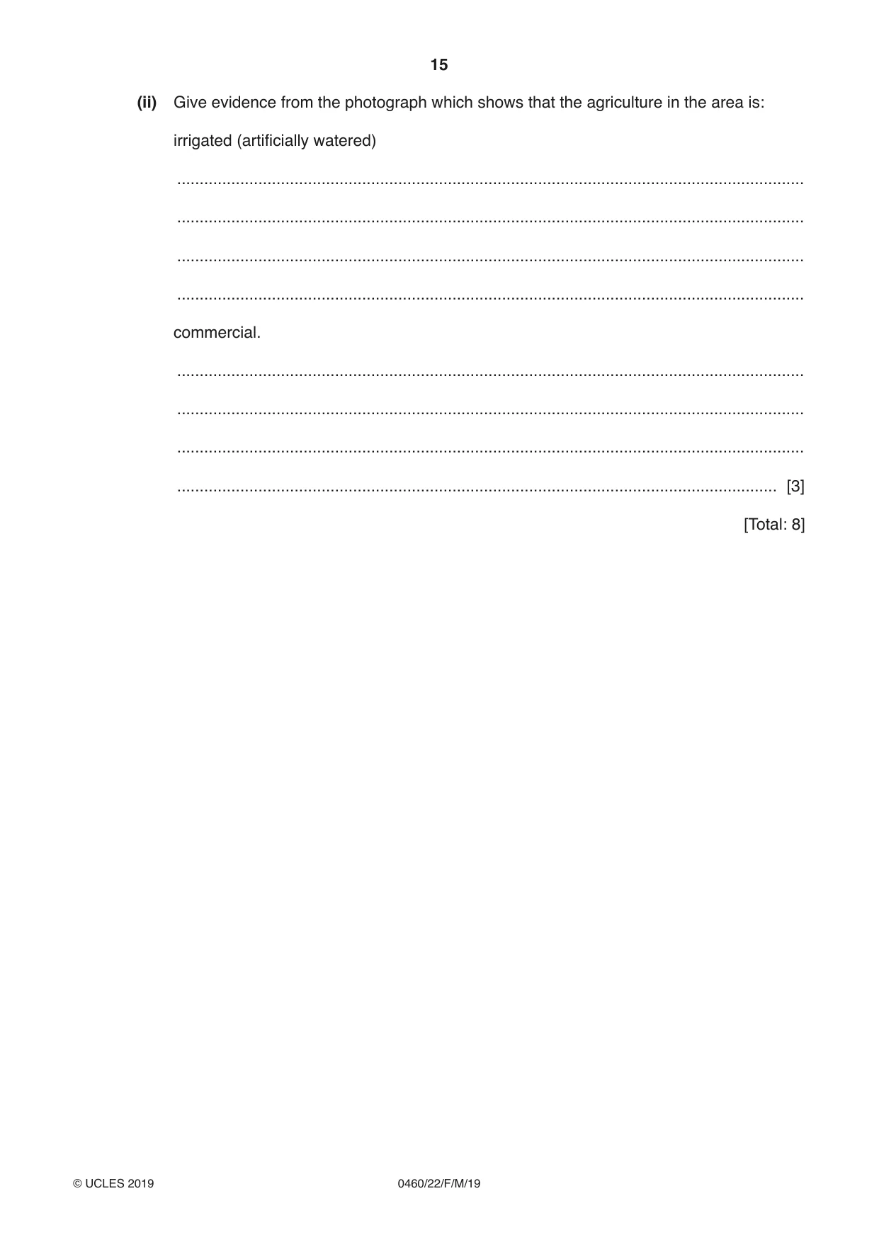 Cambridge IGCSE Geography 0460 2019 Feb/March Paper 2 · Variant 2 question paper, page 15 of 20