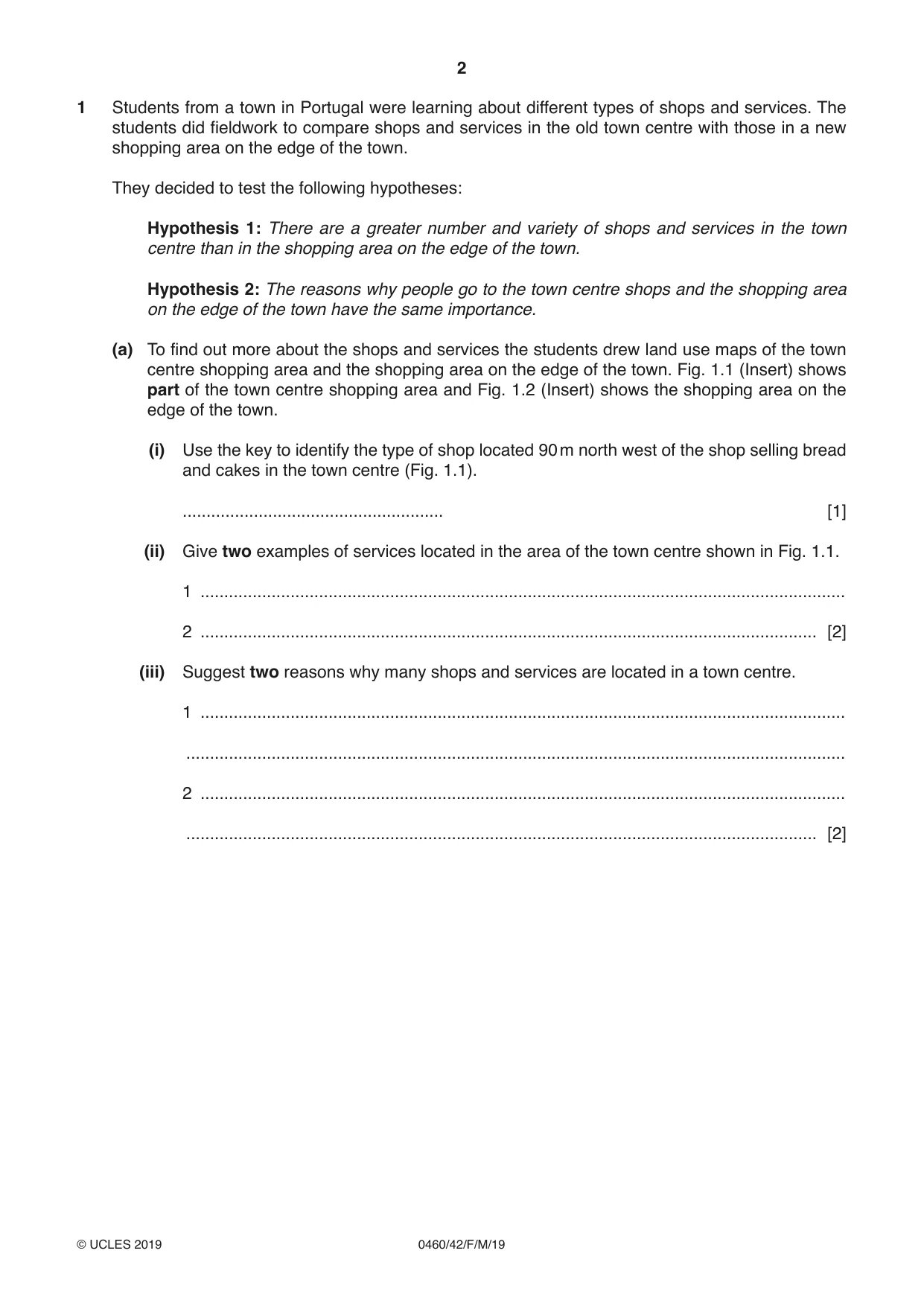 Cambridge IGCSE Geography 0460 2019 Feb/March Paper 4 · Variant 2 question paper, page 2 of 20