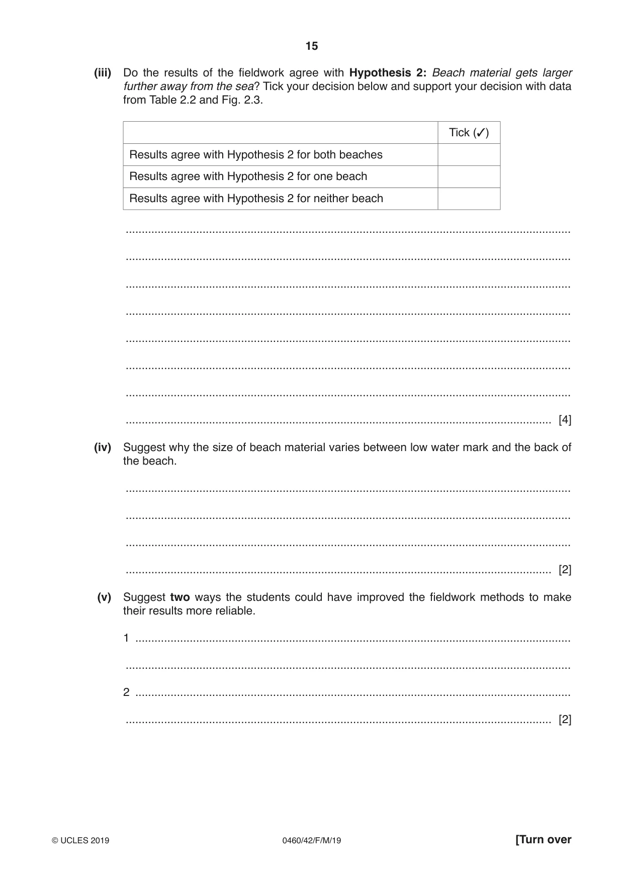 Cambridge IGCSE Geography 0460 2019 Feb/March Paper 4 · Variant 2 question paper, page 15 of 20