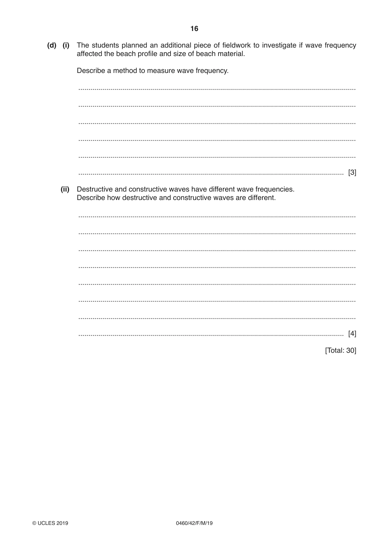 Cambridge IGCSE Geography 0460 2019 Feb/March Paper 4 · Variant 2 question paper, page 16 of 20