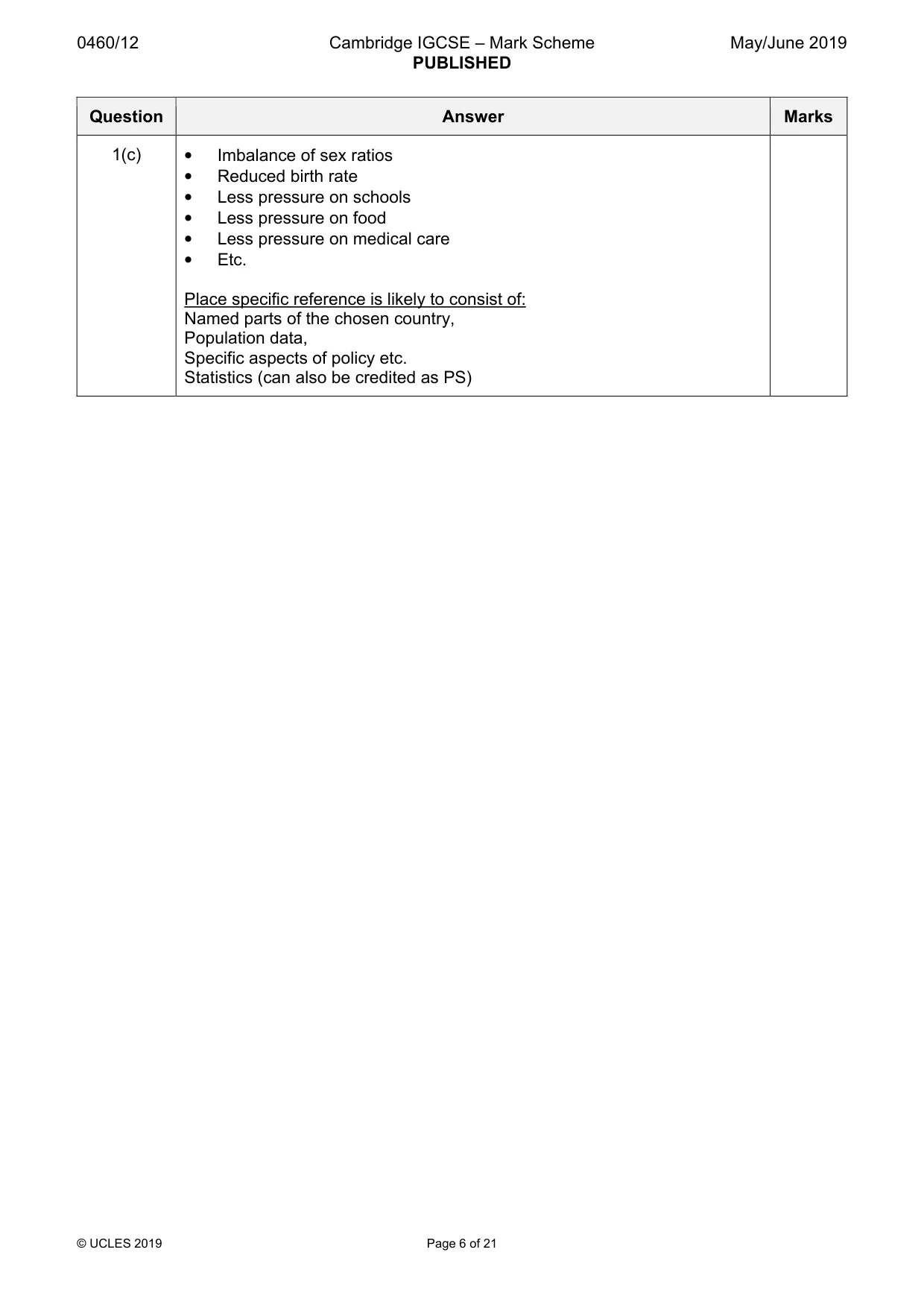 Mark scheme, page 6 of 21