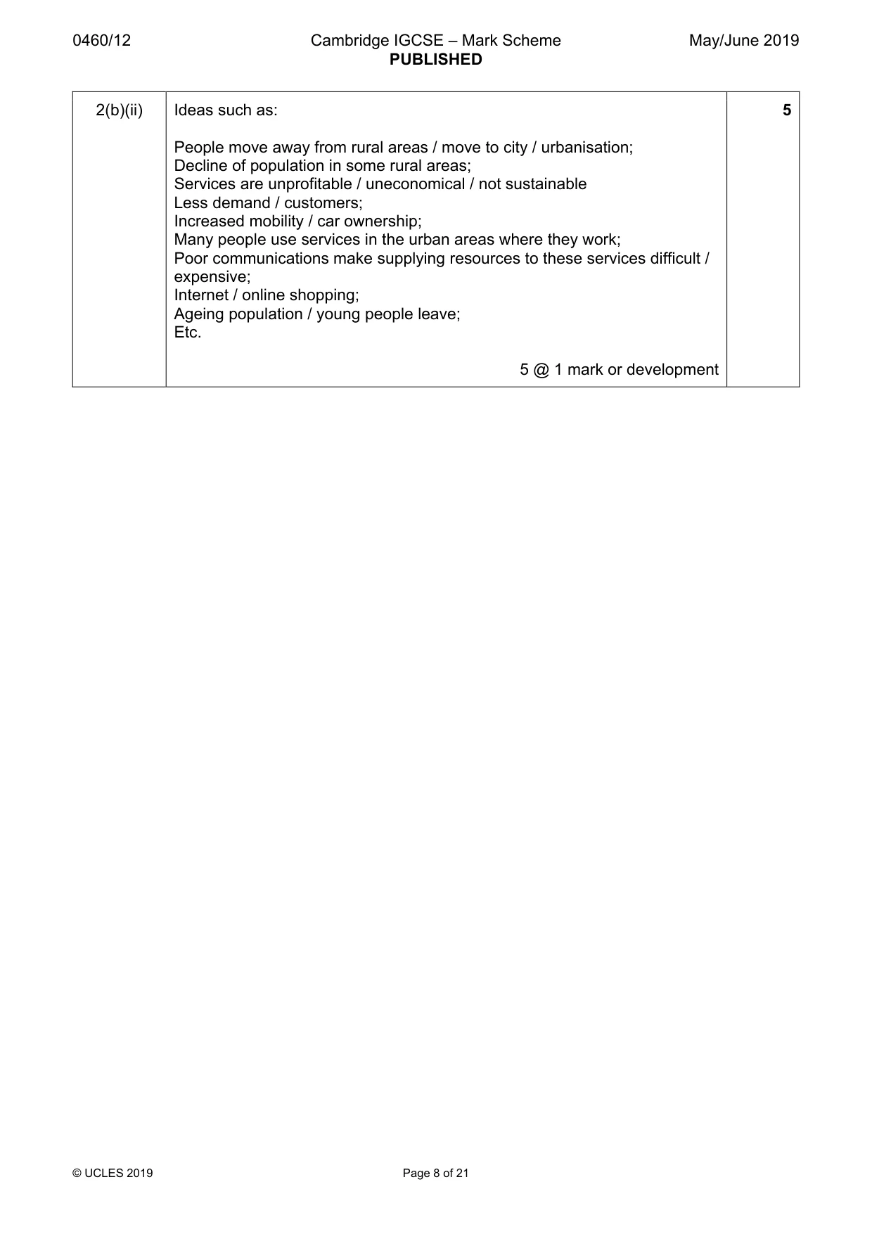 Mark scheme, page 8 of 21